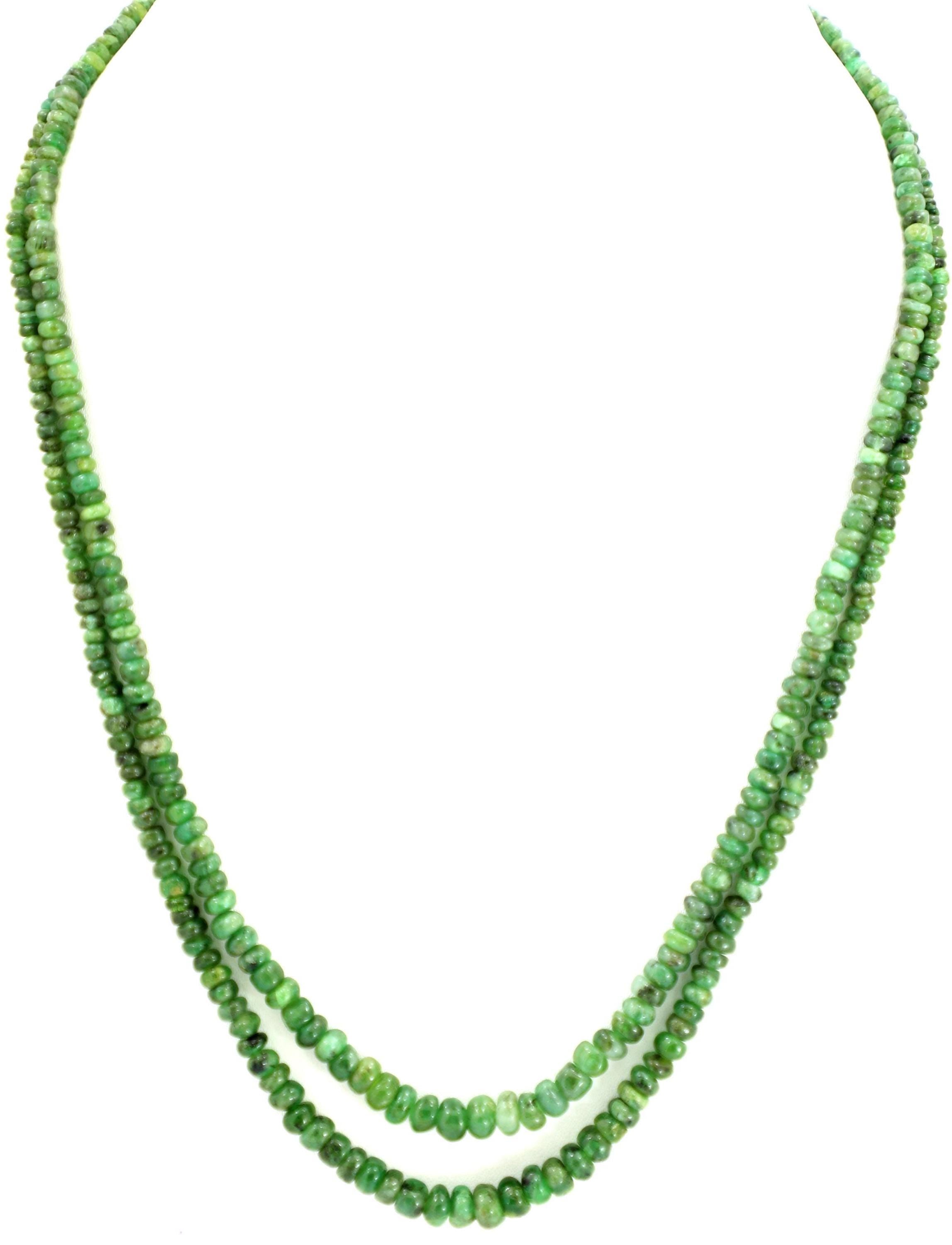 Natural Emerald Round Beads Strand, 131.2 Carat Gemstone Jewelry Making Supply