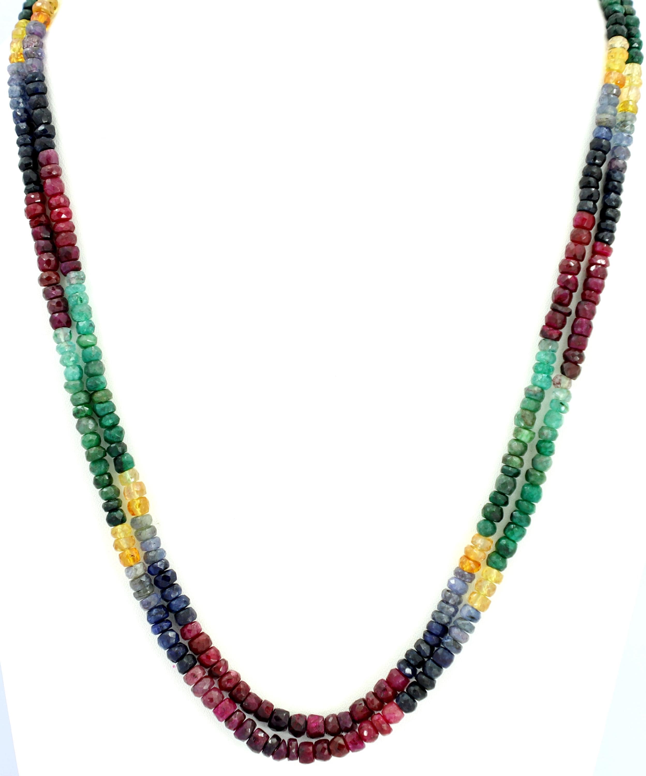 Multi-Precious Gemstone Beads Strand, Faceted 4mm Round, 220 Carat Necklace Supply