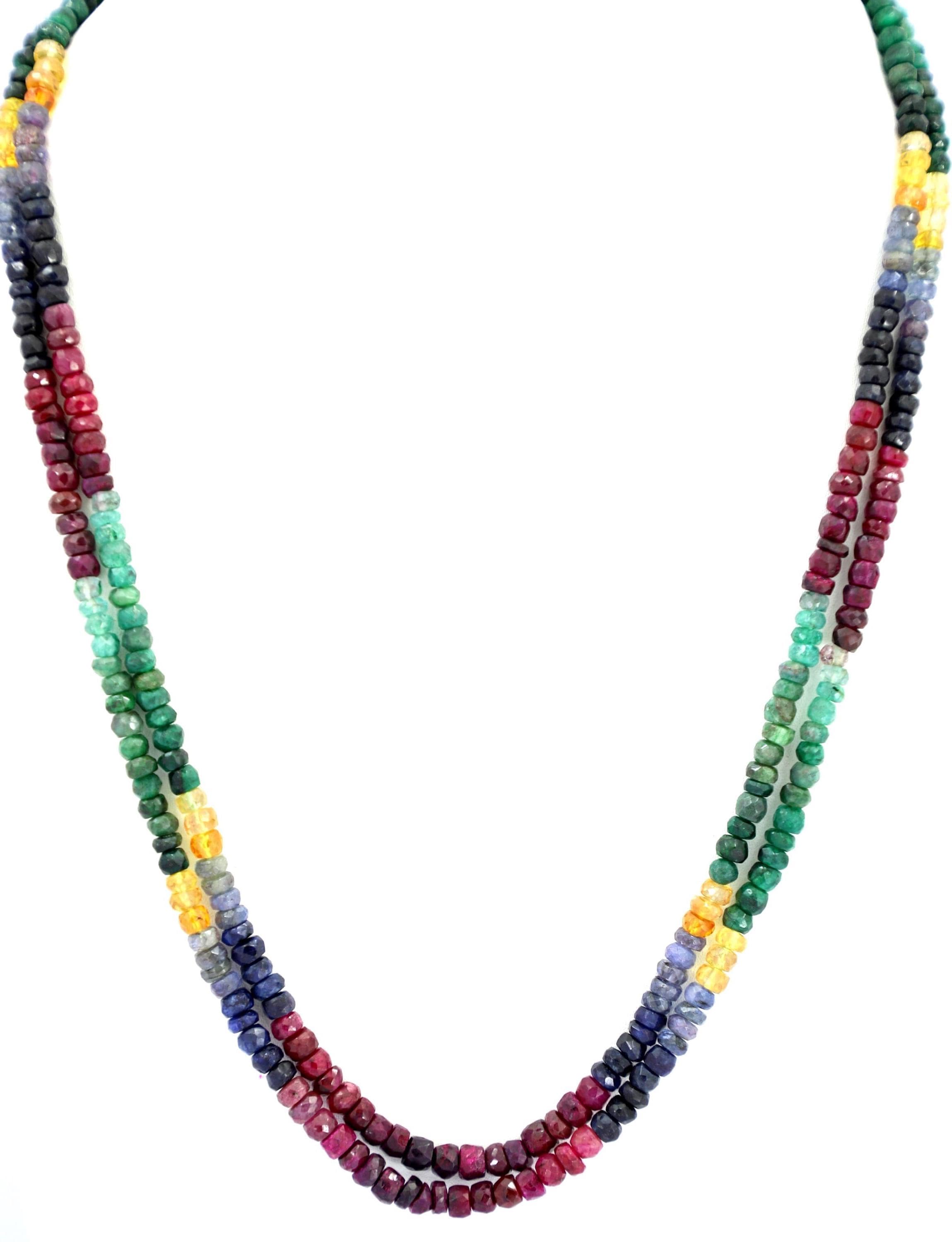Multi-Precious Gemstone Beads Strand, Faceted 4mm Round, 220 Carat Necklace Supply