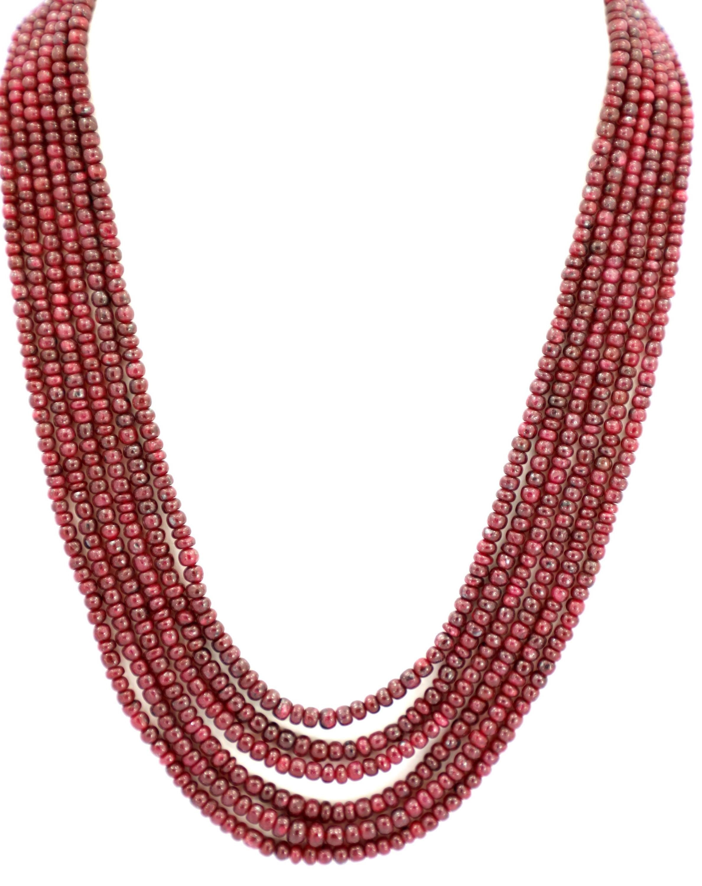 Natural Ruby Round Beads Strand, 630 Carat Gemstone Necklace 3mm-6mm for Jewelry Making
