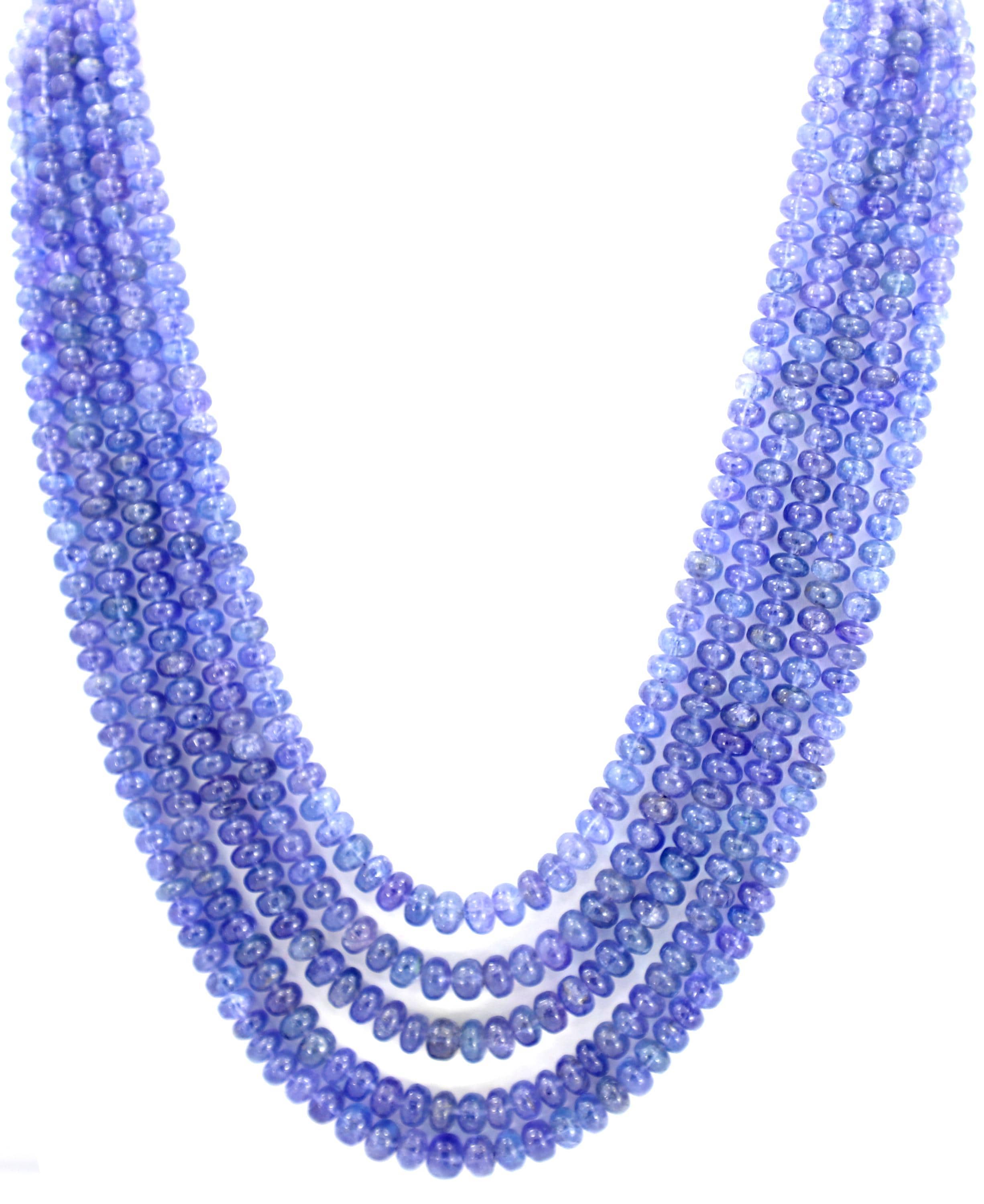 Natural Tanzanite Round Beads Strand, 657.4 Carat Blue Gemstone Jewellery Making (5-7mm)