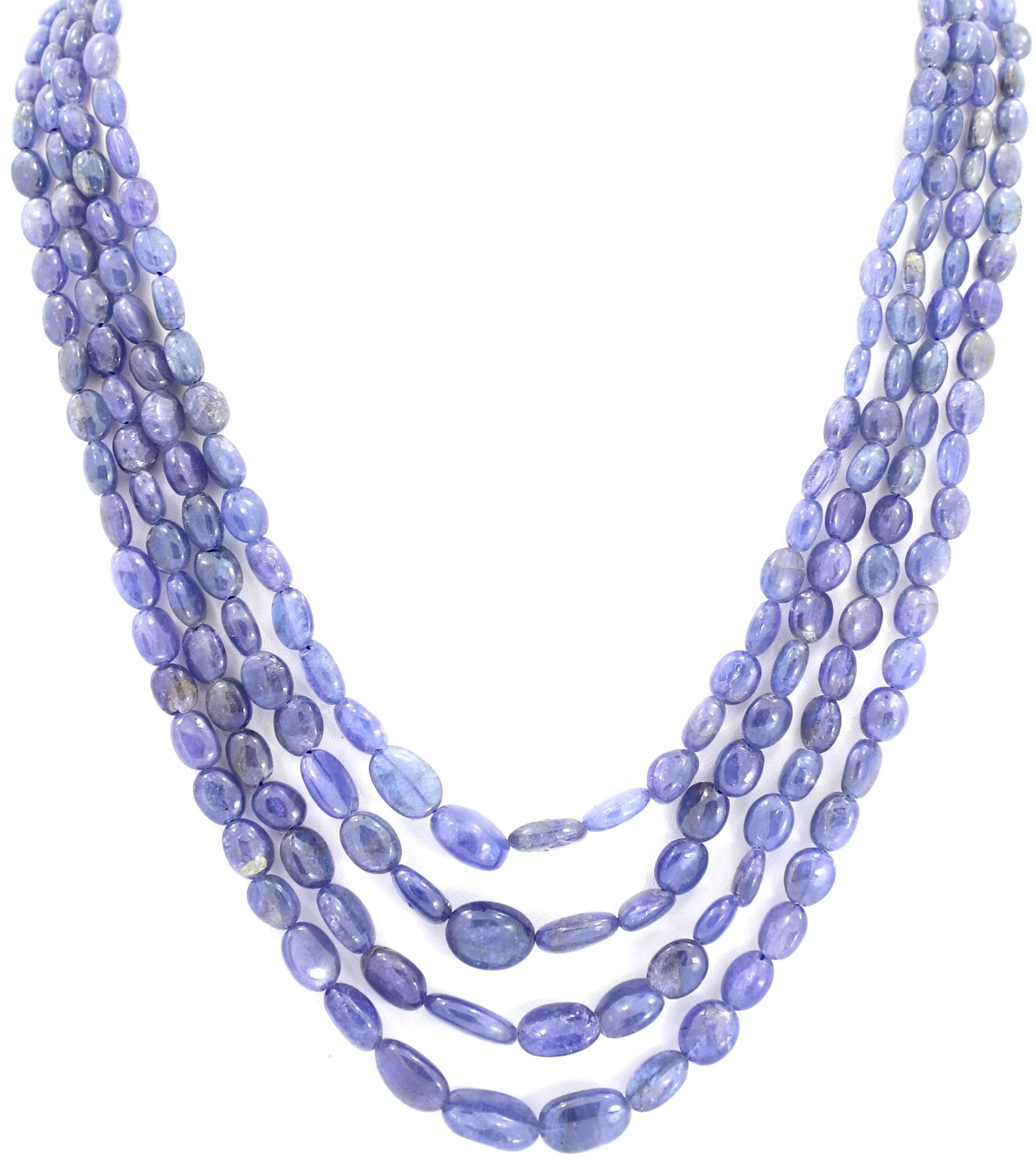 Natural Blue Sapphire Oval Beads Strand, 405 Carat Gemstone Necklace (4-10mm)