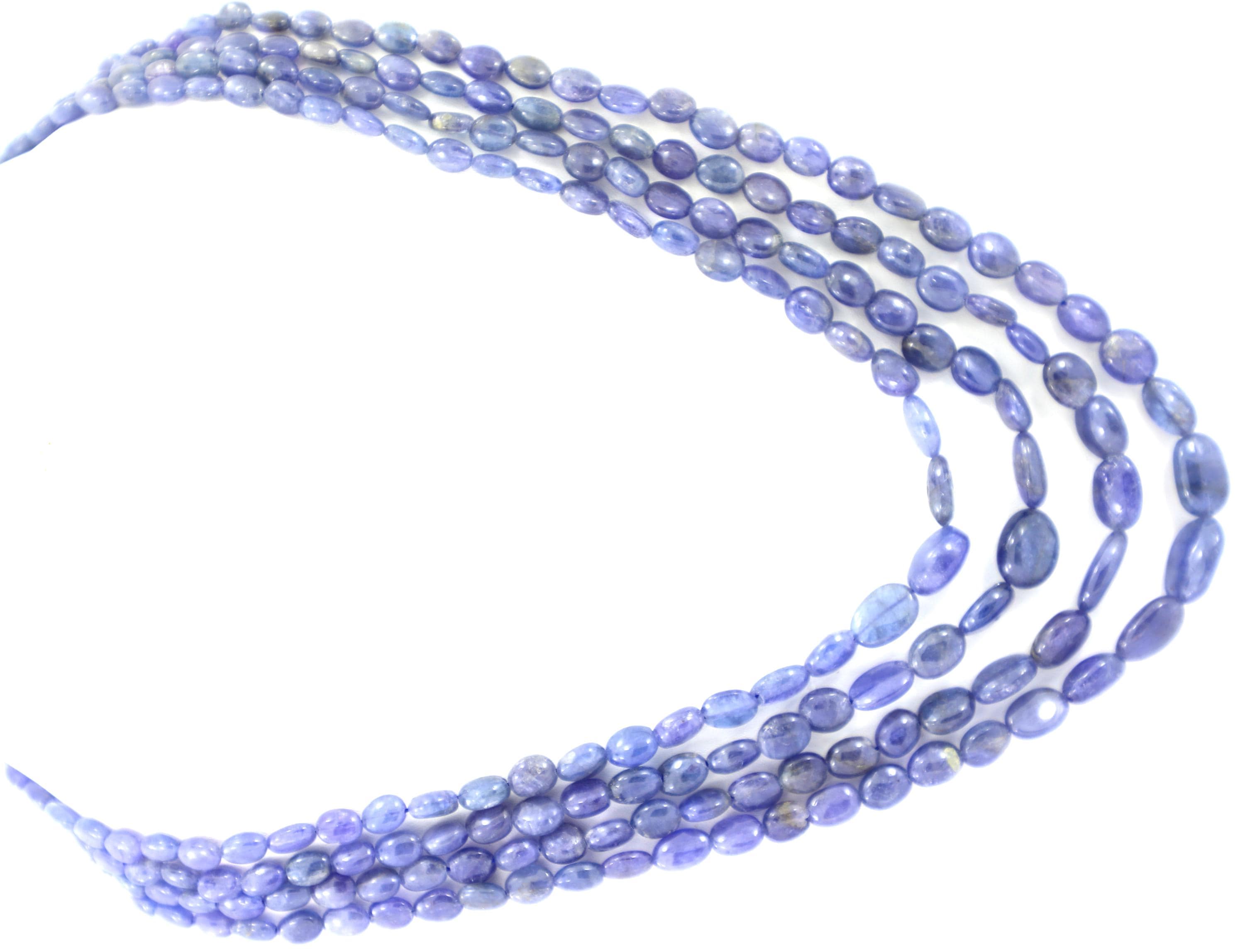 Natural Blue Sapphire Oval Beads Strand, 405 Carat Gemstone Necklace (4-10mm)
