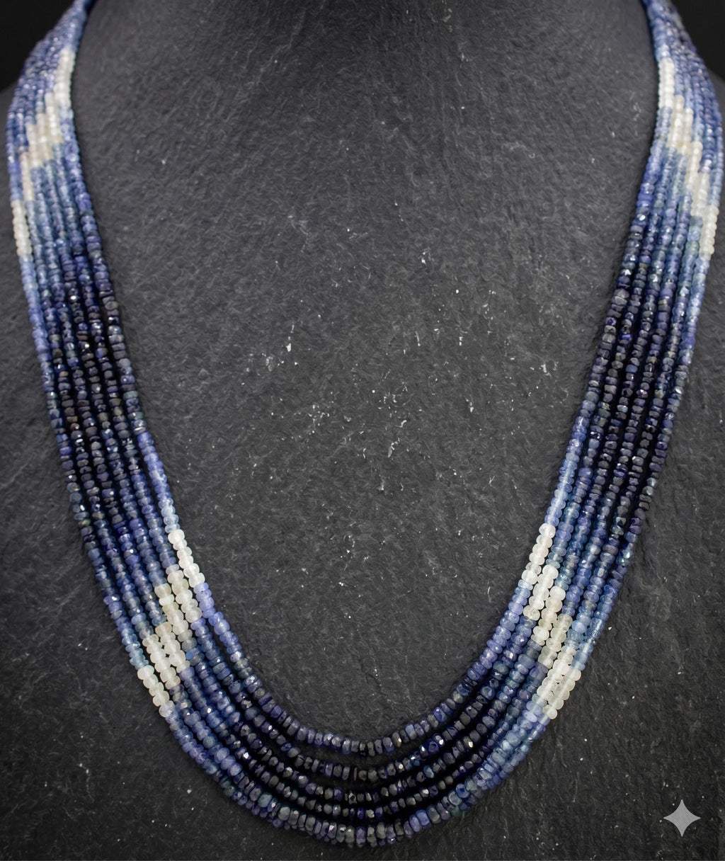 Natural Blue Sapphire Faceted Beads Strand, 228 Carat Gemstone Necklace (2mm)