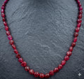 Glass-Filled Ruby Oval Beads Strand, 173.5 Carat Red Gemstone Necklace 5mm-8mm