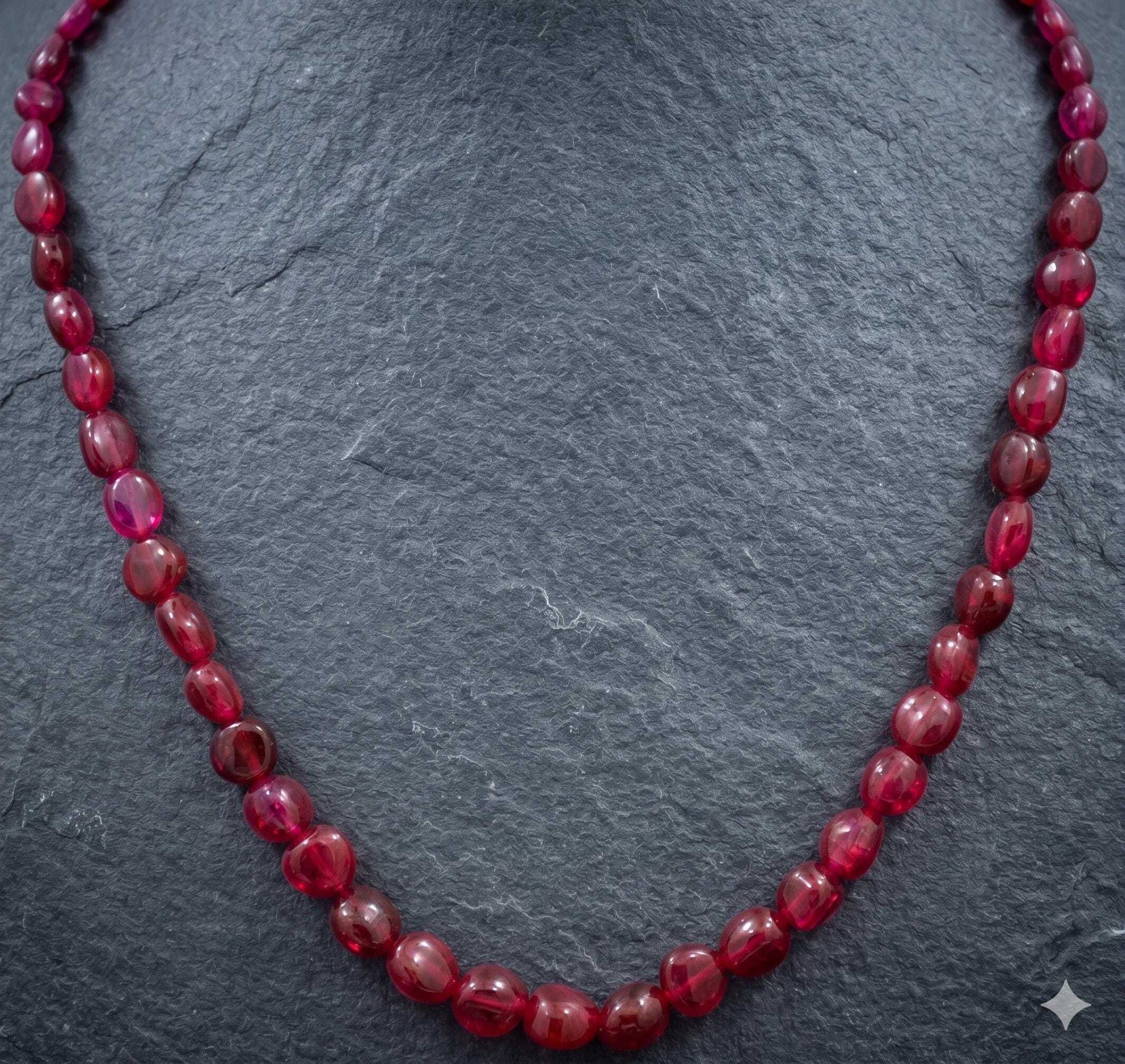 Glass-Filled Ruby Oval Beads Strand, 173.5 Carat Red Gemstone Necklace 5mm-8mm