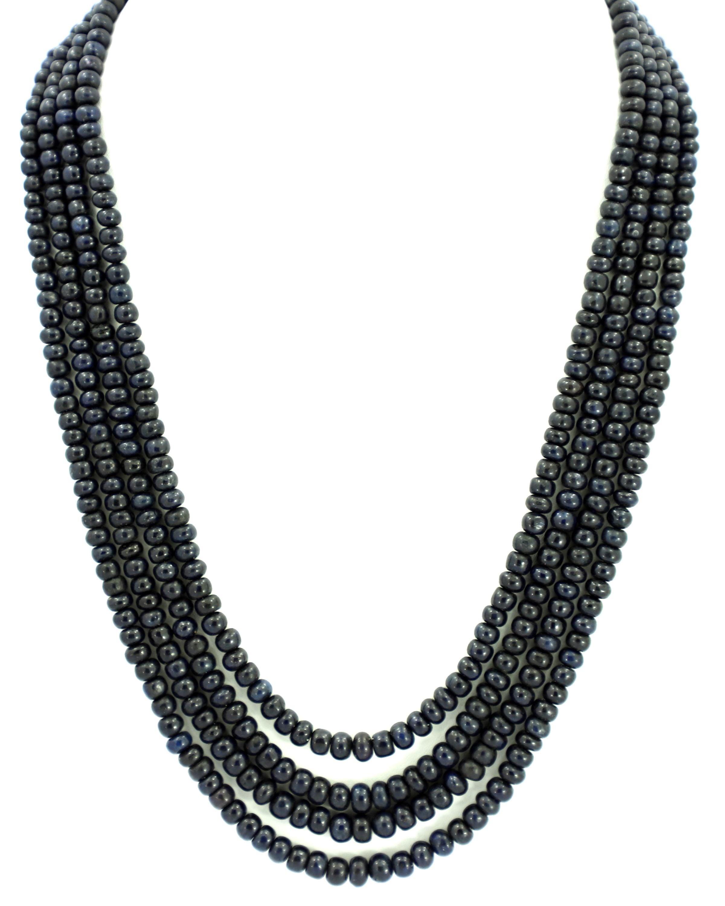 Natural Blue Sapphire Tyre Beads Strand, 655 Carat Gemstone Necklace 4mm-6mm (Jewelry Making)
