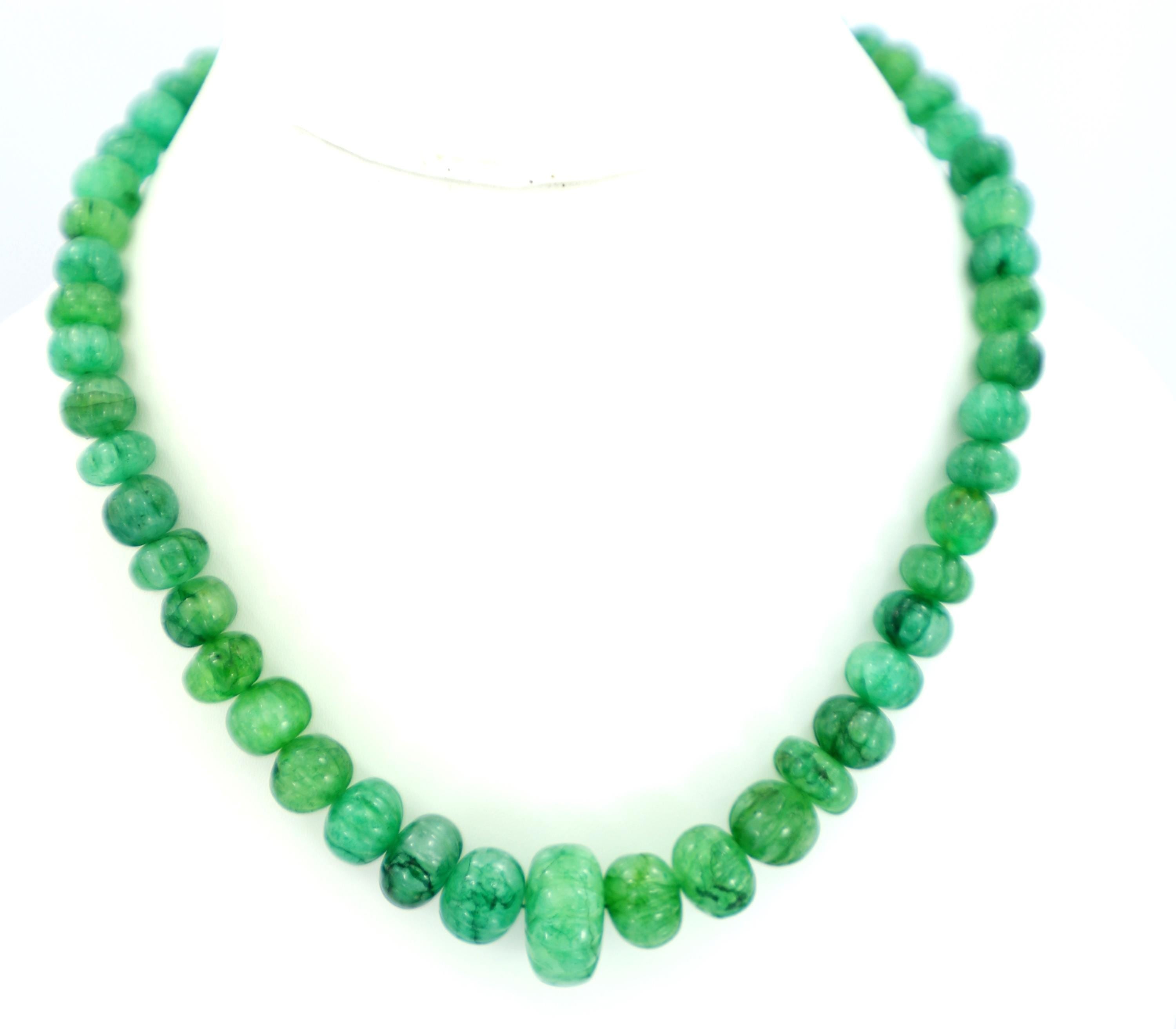 Natural Emerald Melon Cut Beads Strand, 238 Carat Gemstone Necklace 6-17mm