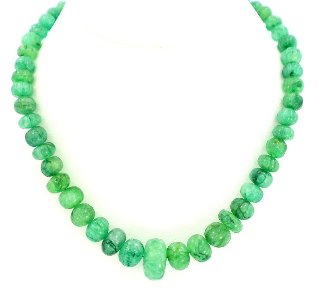 Natural Emerald Melon Cut Beads Strand, 238 Carat Gemstone Necklace 6-17mm