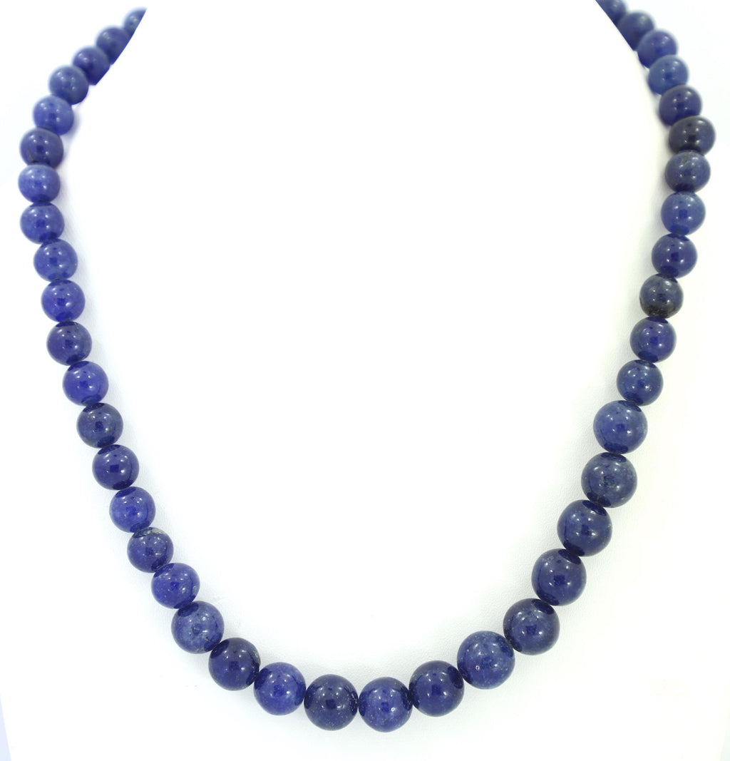 Natural Blue Sapphire Round Beads Strand, 8-11mm Gemstone Necklace for Jewelry Making