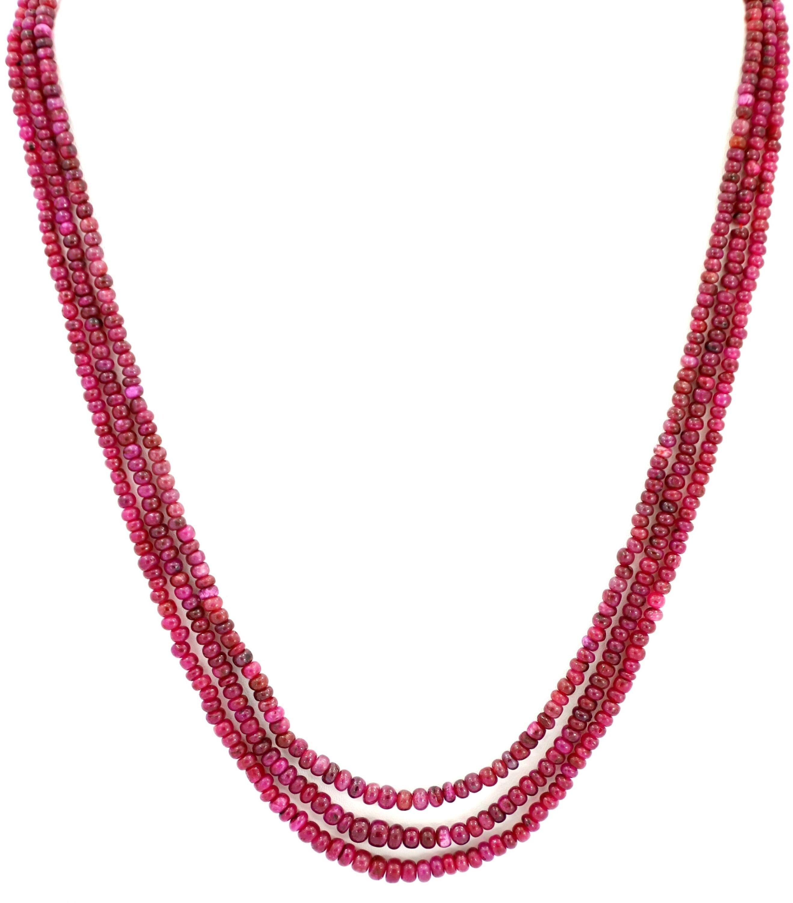 Natural Ruby Round Beads Strand, 200 Carat Gemstone Jewelry Making Supply