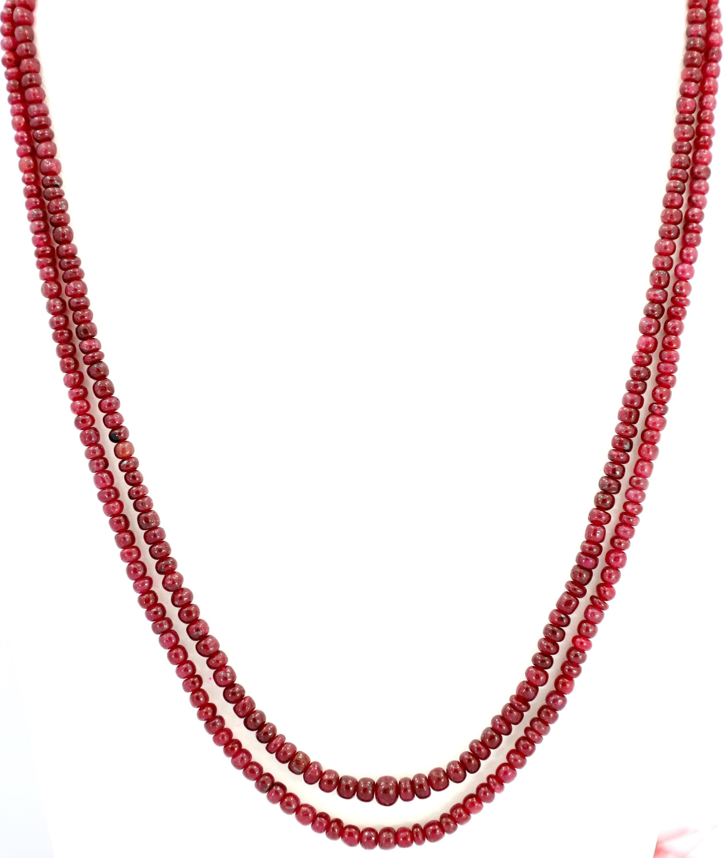 Natural Ruby Round Beads Strand, 219 Carat Gemstone Jewelry Making Supply