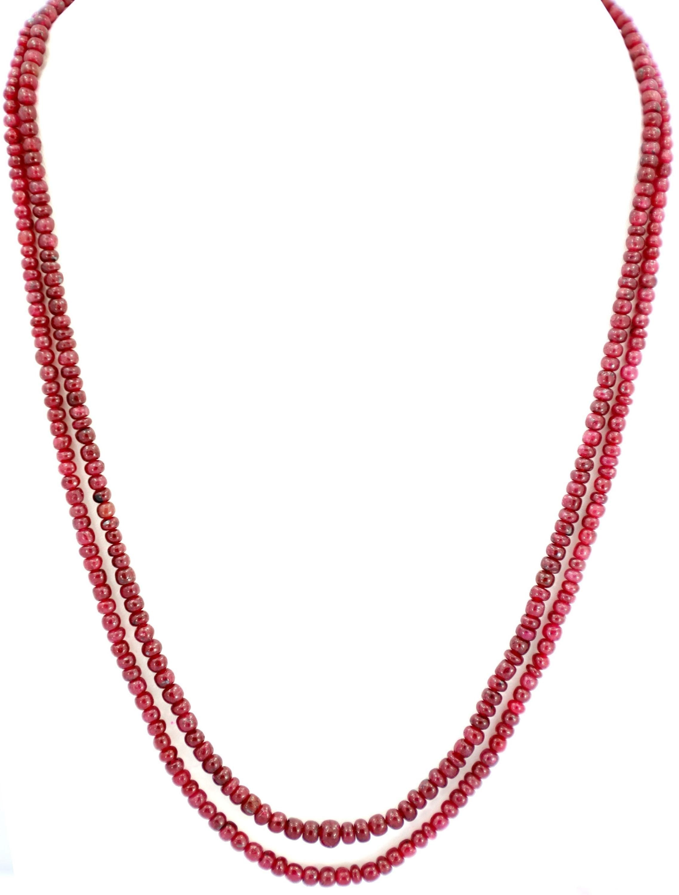 Natural Ruby Round Beads Strand, 219 Carat Gemstone Jewelry Making Supply