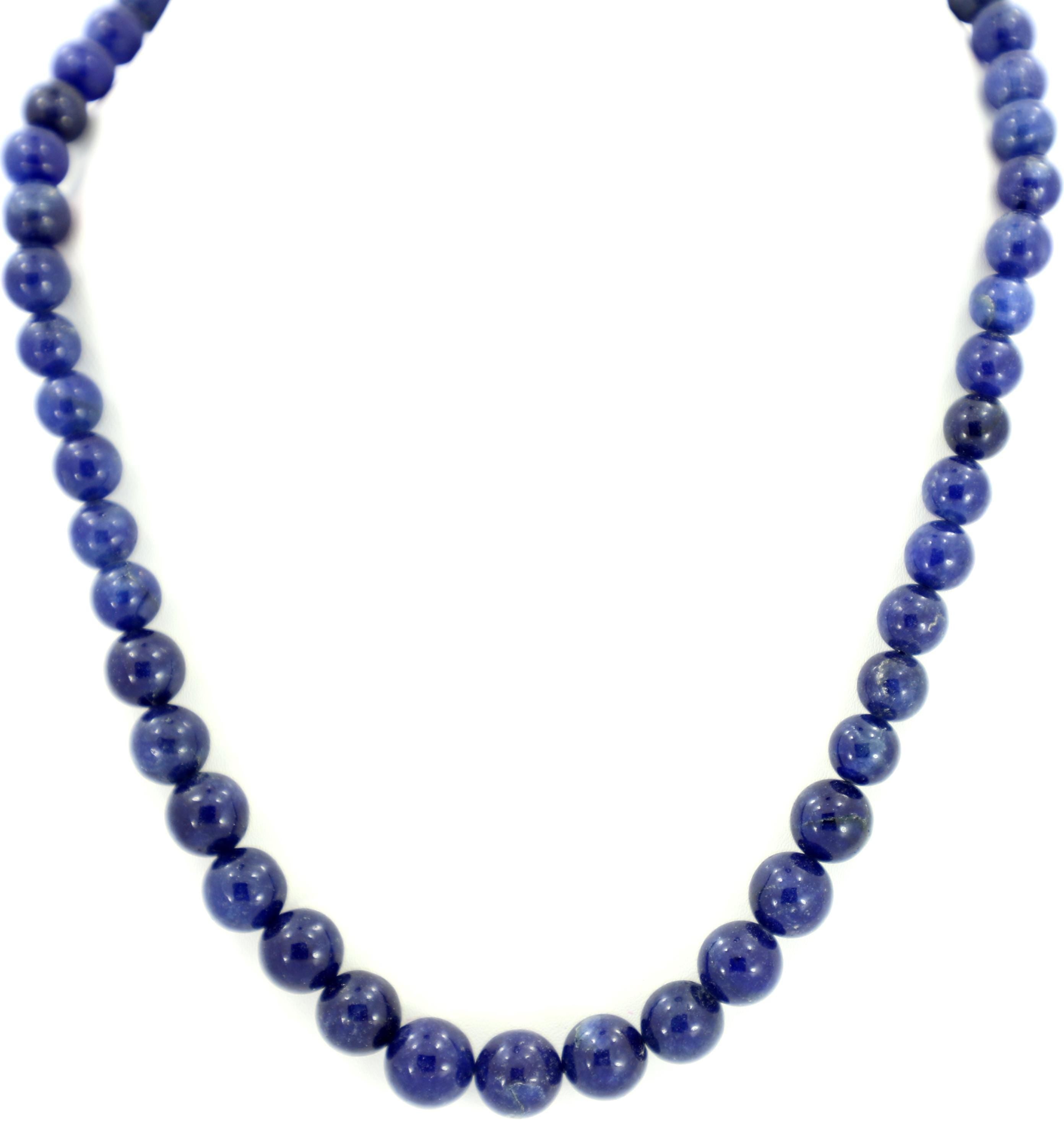 Natural Blue Sapphire Round Beads Strand, 264 Carat Gemstone Necklace 9mm-11mm