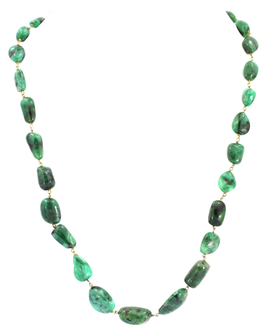 Natural Emerald Tumble Beads Strand, 298 Carat Green Gemstone Necklace (4mm-13mm)