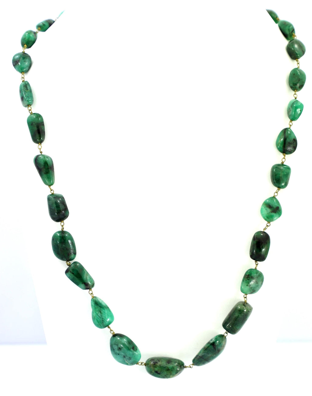 Natural Emerald Tumble Beads Strand, 298 Carat Green Gemstone Necklace (4mm-13mm)