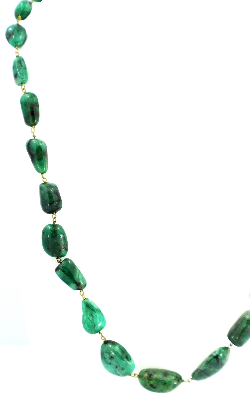 Natural Emerald Tumble Beads Strand, 298 Carat Green Gemstone Necklace (4mm-13mm)