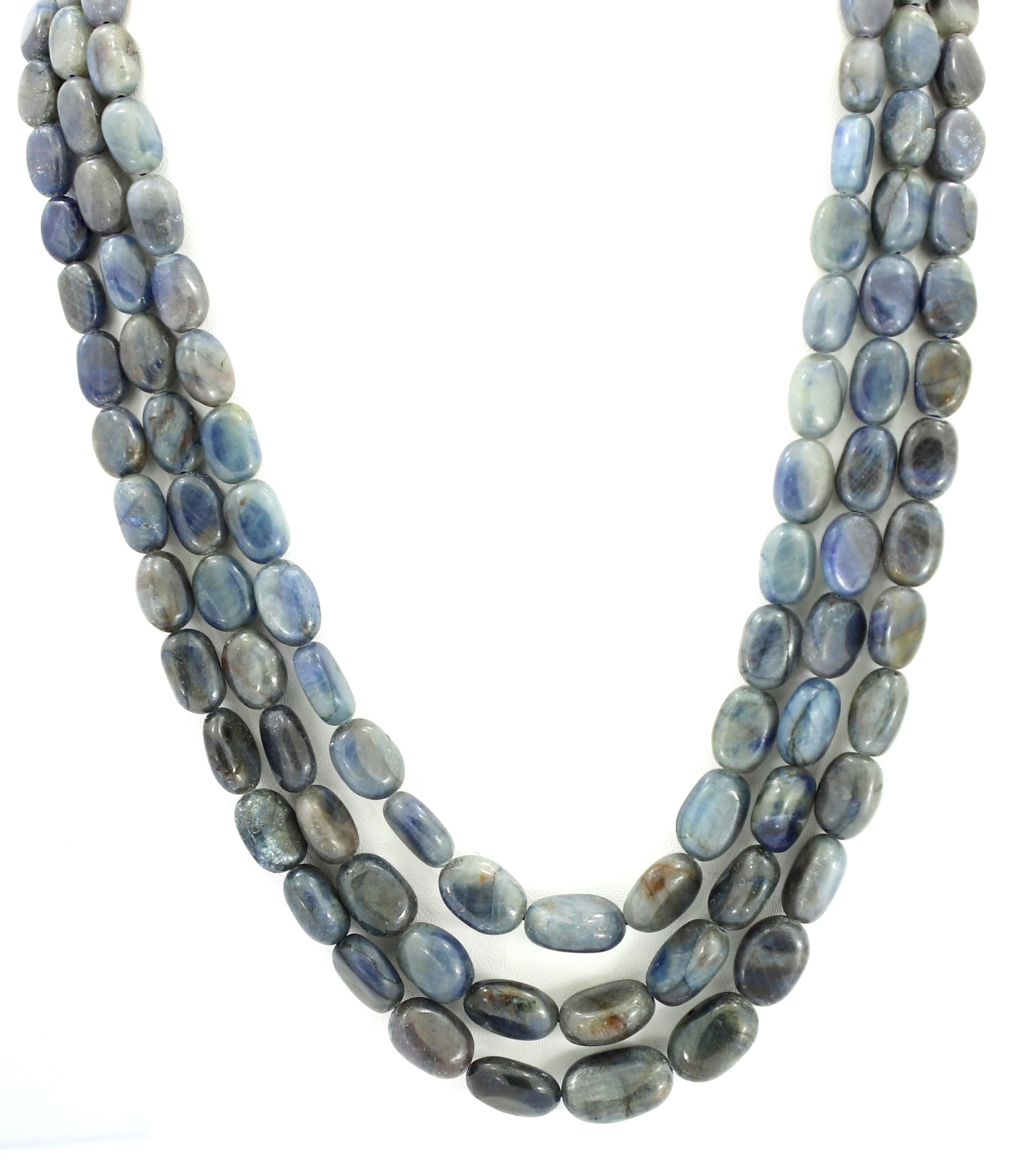 Natural Blue Sapphire Oval Beads Strand, 825 Carat Gemstone Necklace 6mm-11mm