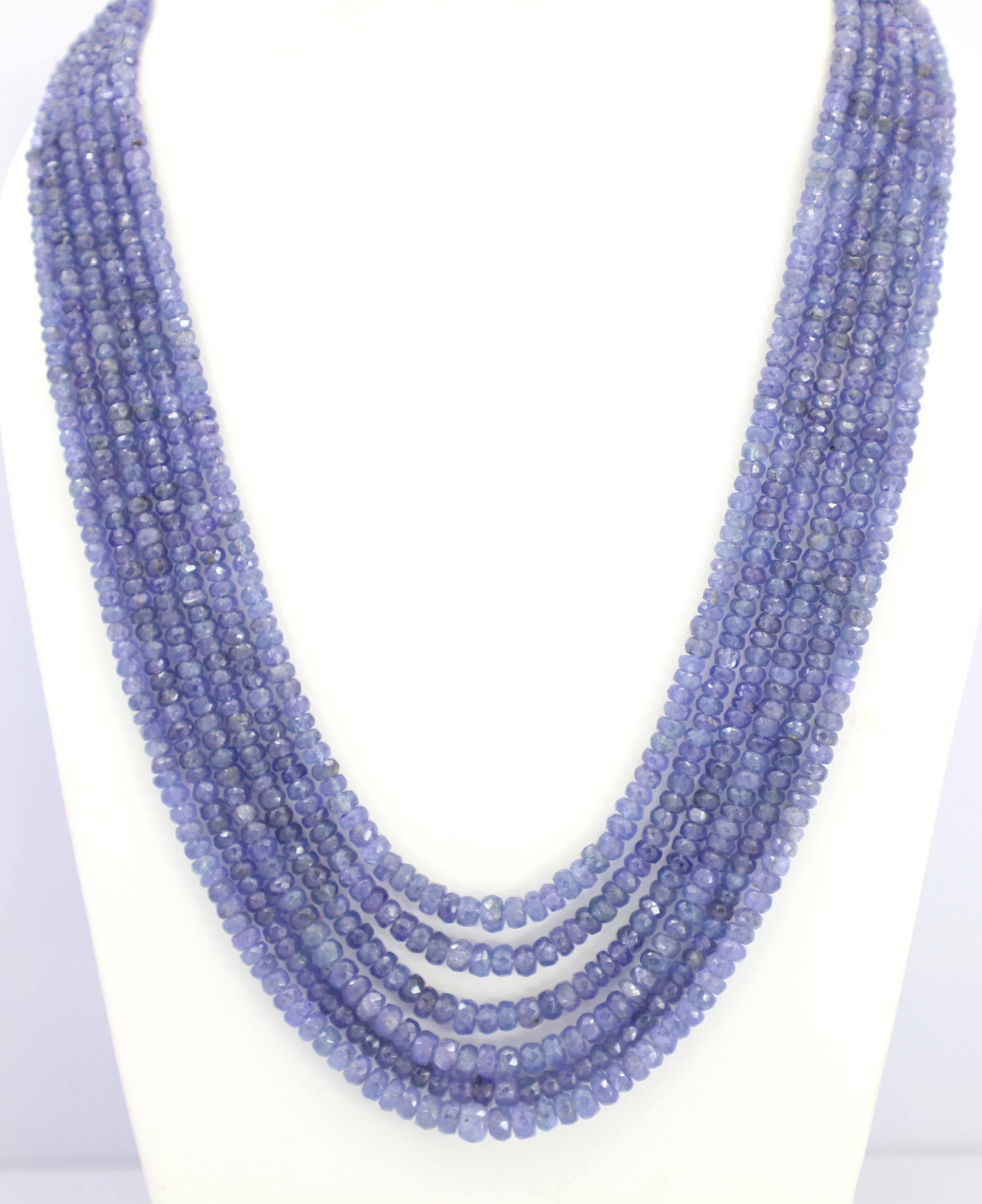 Natural Tanzanite Faceted Beads Strand, 499 Carat Blue Gemstone (3mm-6mm)