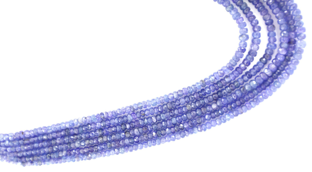 Natural Tanzanite Faceted Beads Strand, 499 Carat Blue Gemstone (3mm-6mm)