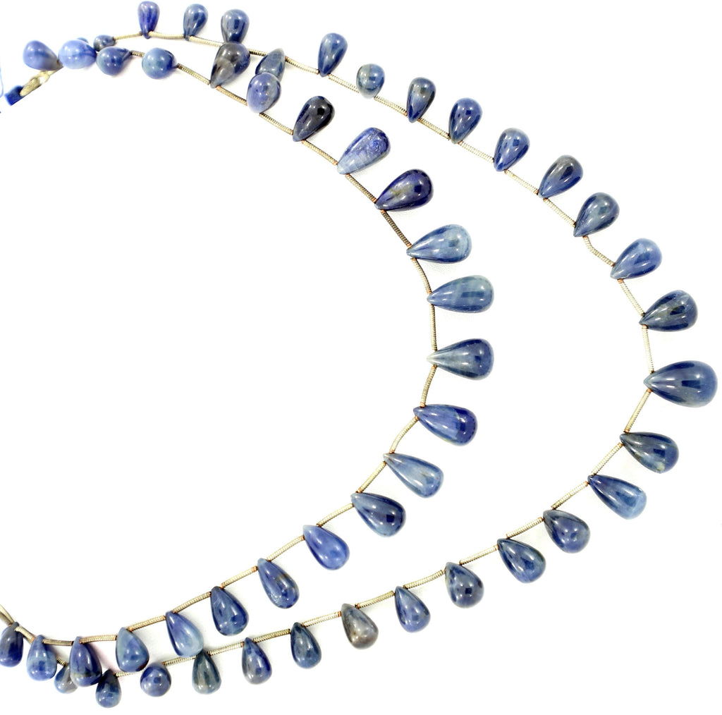 Natural Blue Sapphire Drop Beads Strand, 4mm-10mm Gemstone Jewelry Making Supply
