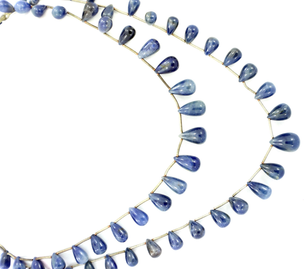 Natural Blue Sapphire Drop Beads Strand, 4mm-10mm Gemstone Jewelry Making Supply