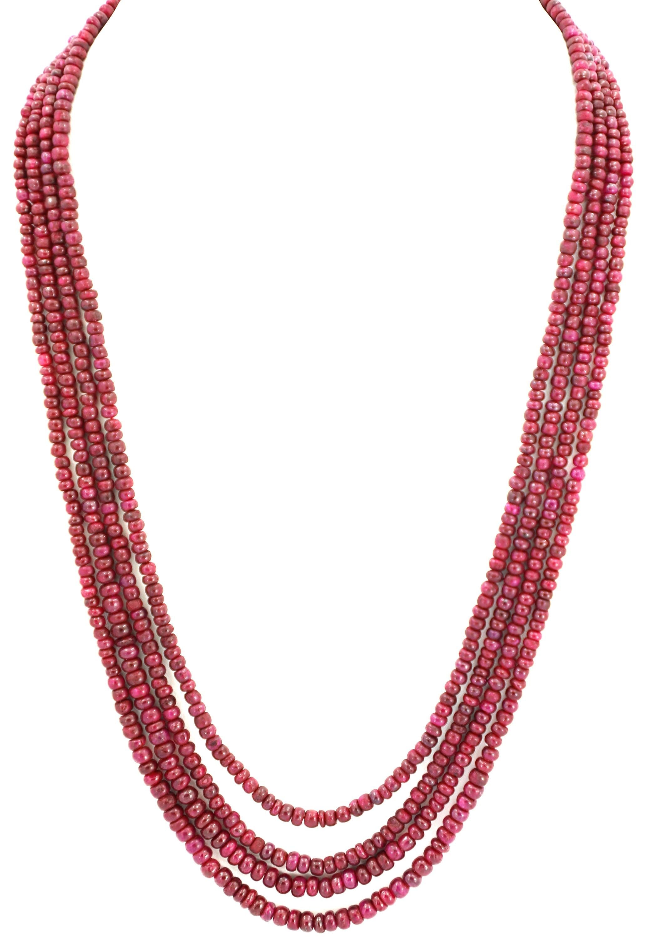Natural Ruby Round Beads Strand, 398 Carat Gemstone Necklace 3mm-5mm