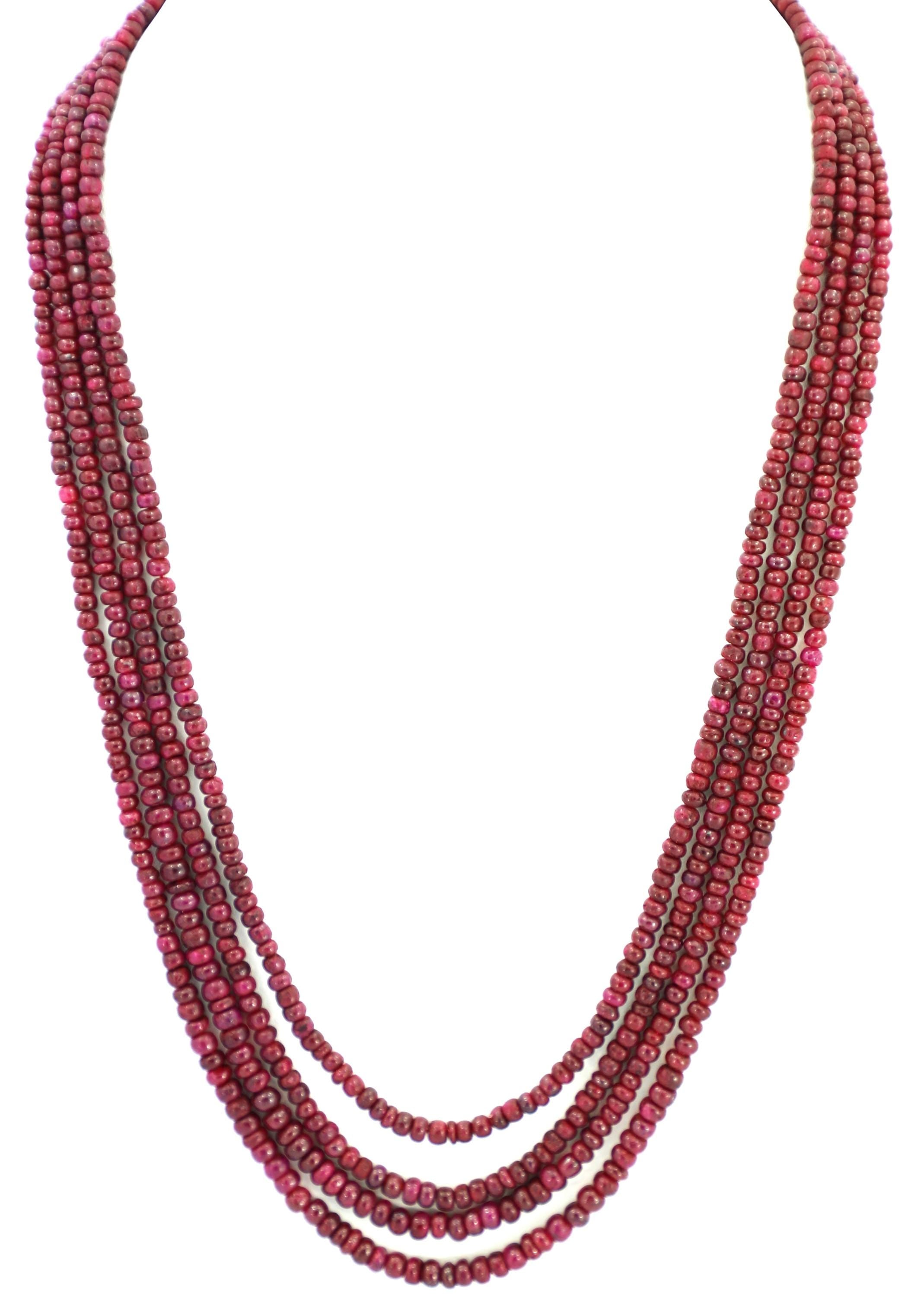 Natural Ruby Round Beads Strand, 398 Carat Gemstone Necklace 3mm-5mm