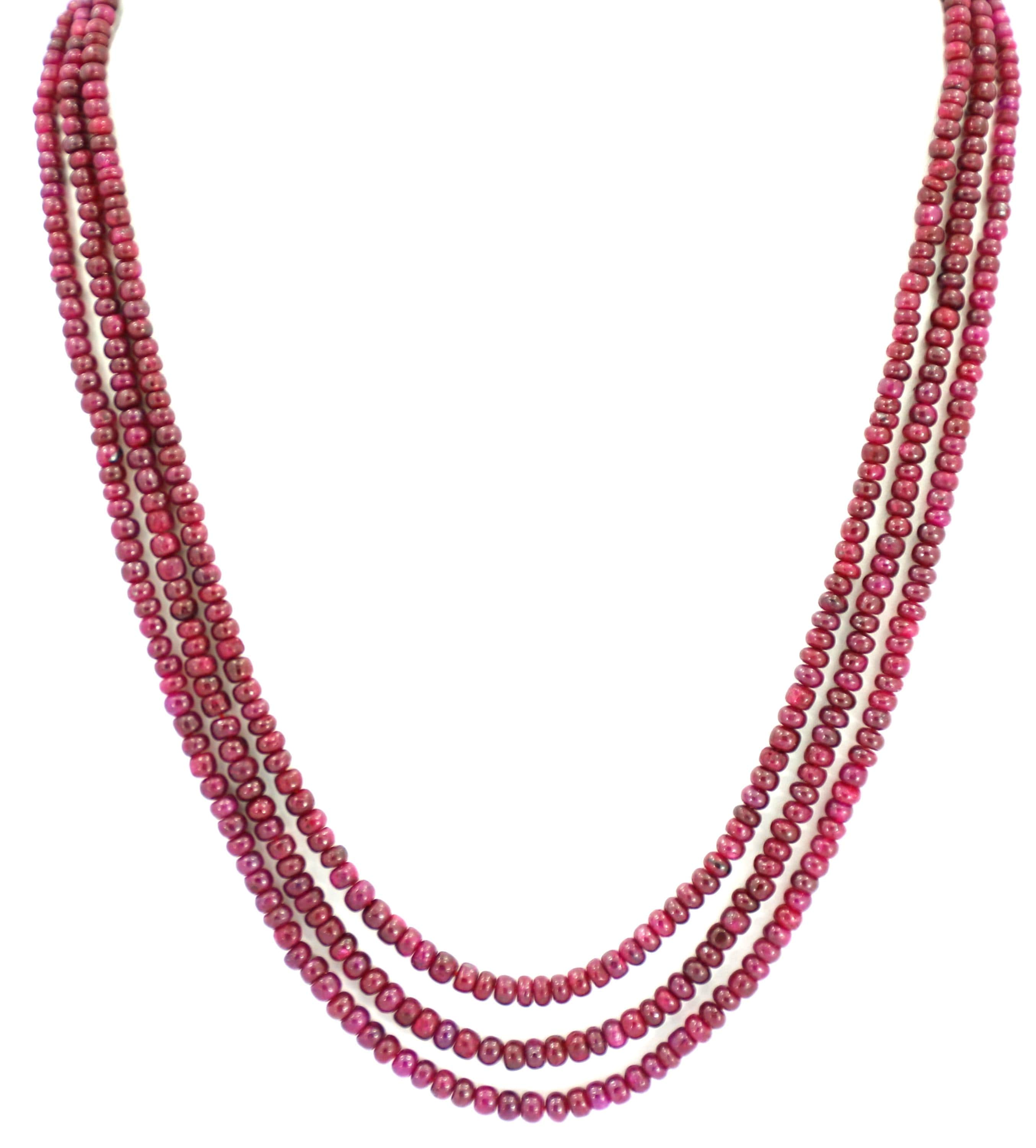 Natural Ruby Round Beads Strand, 300 Carat Gemstone Necklace 3-5mm for Jewelry Making