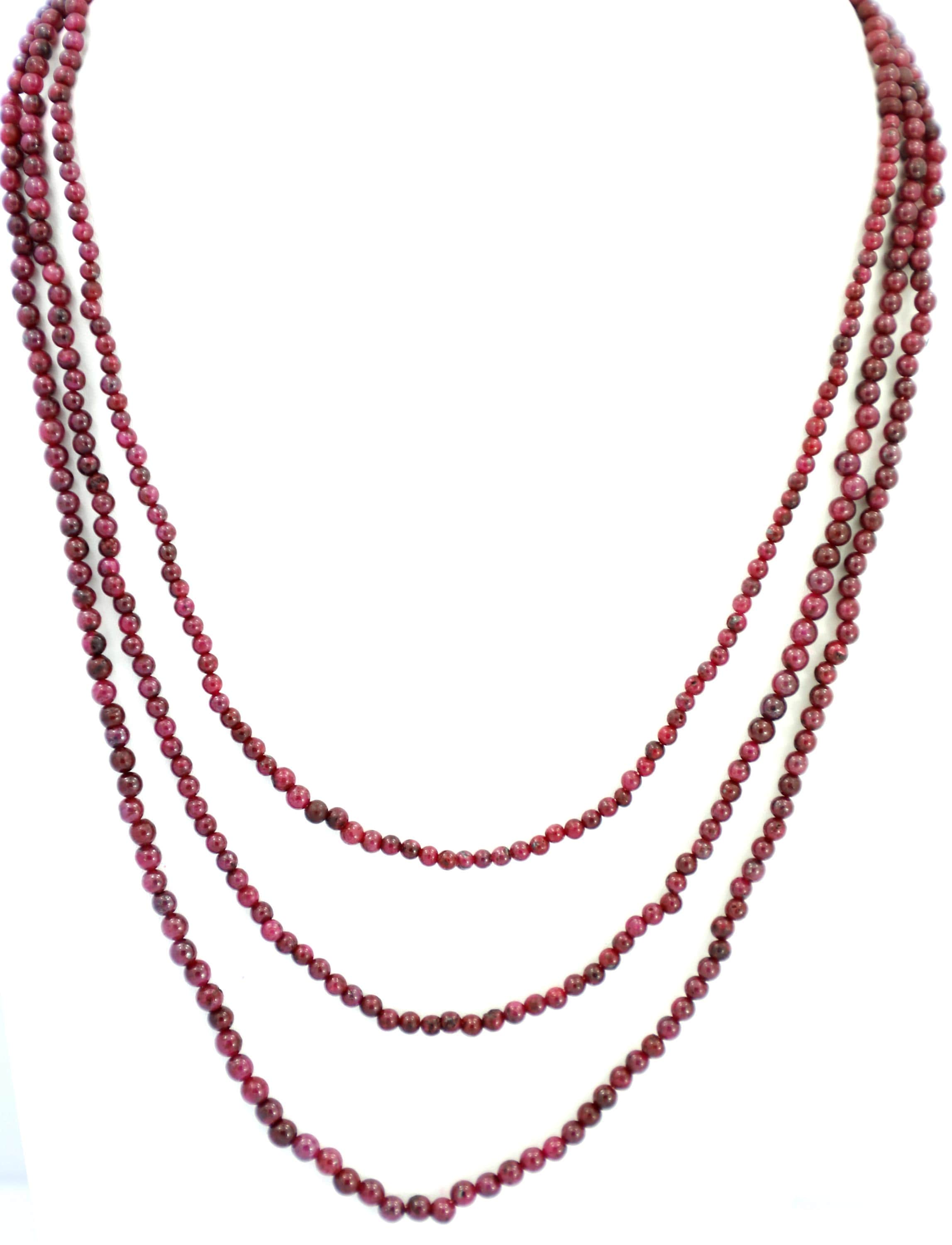 Natural Ruby Round Beads Strand, 3-5mm Gemstone for Jewelry Making