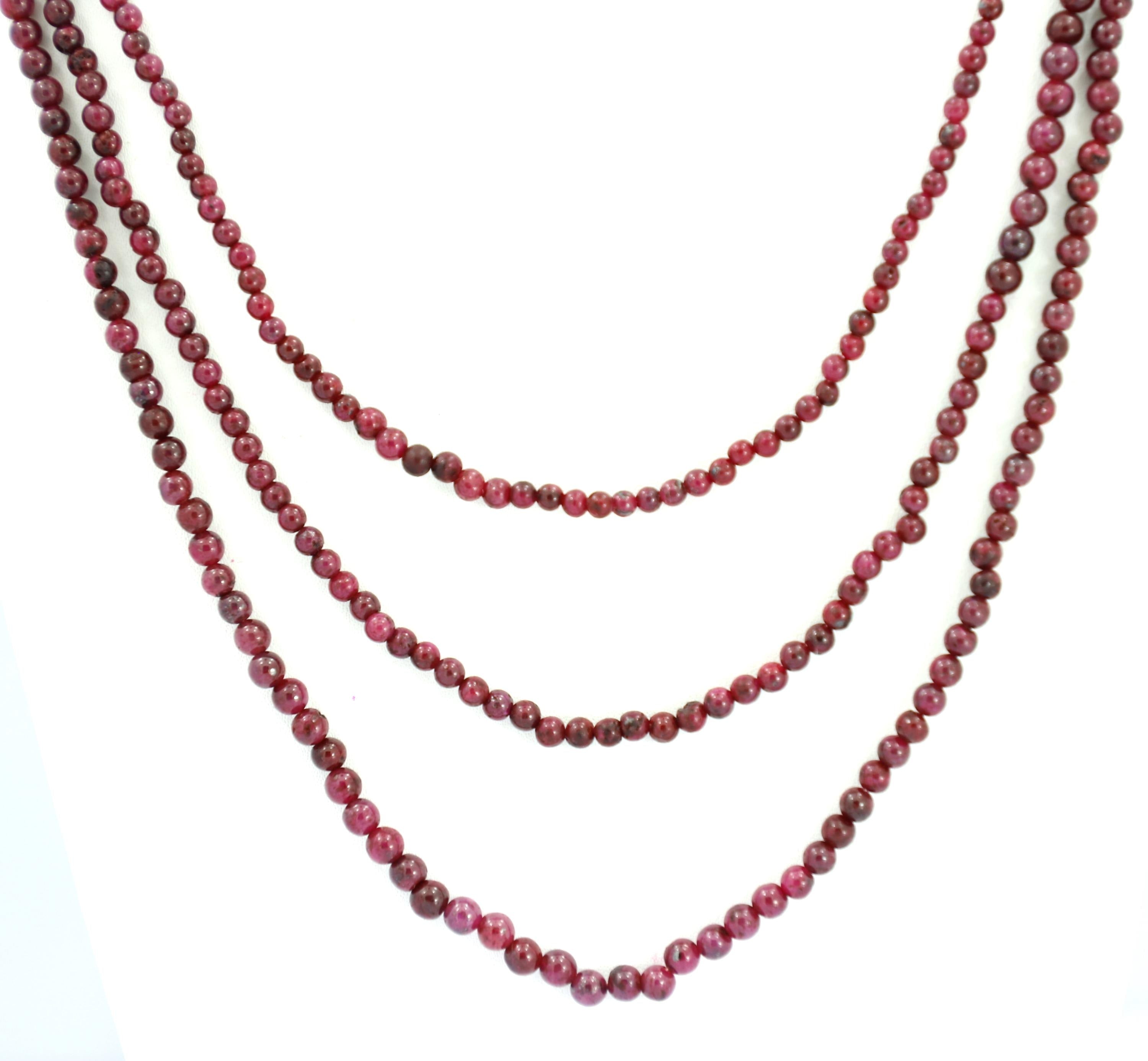 Natural Ruby Round Beads Strand, 3-5mm Gemstone for Jewelry Making
