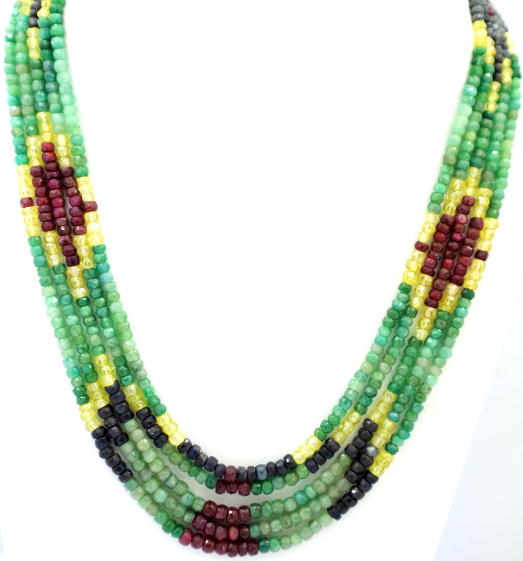 Natural Multi Precious Gemstone Beads Strand, 398 Carat, 3-5mm Jewelry Making Supply