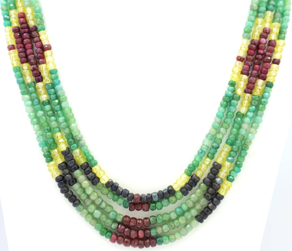 Natural Multi Precious Gemstone Beads Strand, 398 Carat, 3-5mm Jewelry Making Supply
