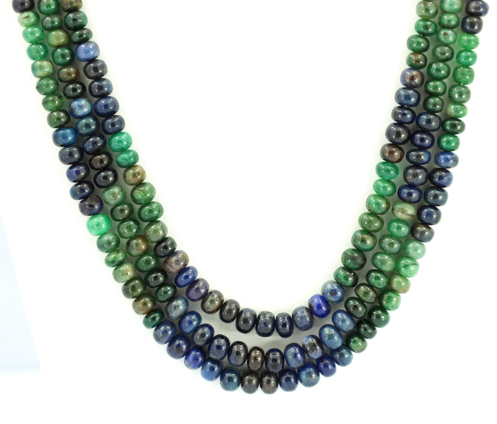 Natural Emerald Sapphire Round Beads Strand, 617 Carat Gemstone Jewelry Making (5mm-7mm)