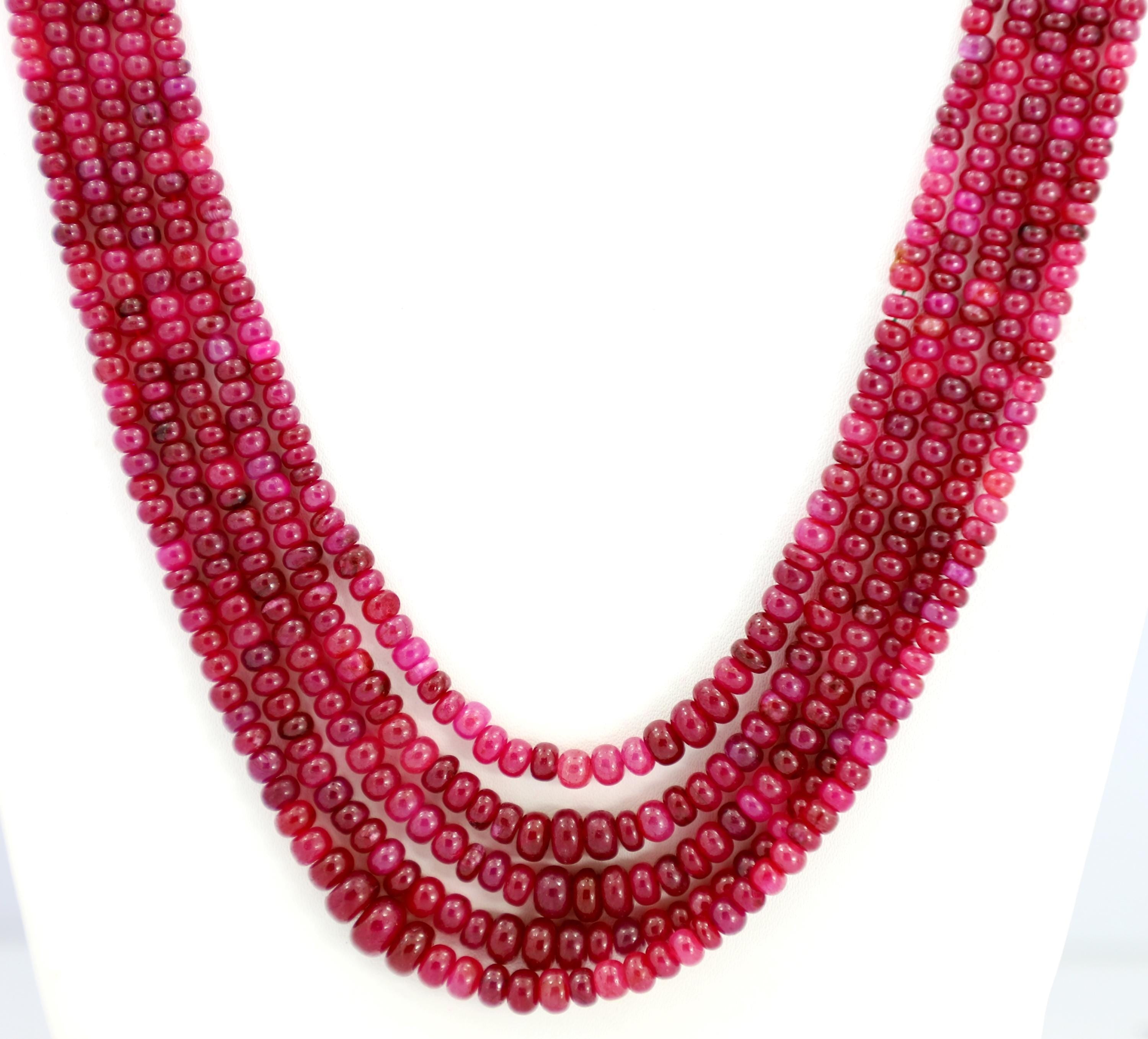 Natural Ruby Round Beads Strand, 415 Carat Gemstone Necklace, 2mm-7mm Jewelry Making