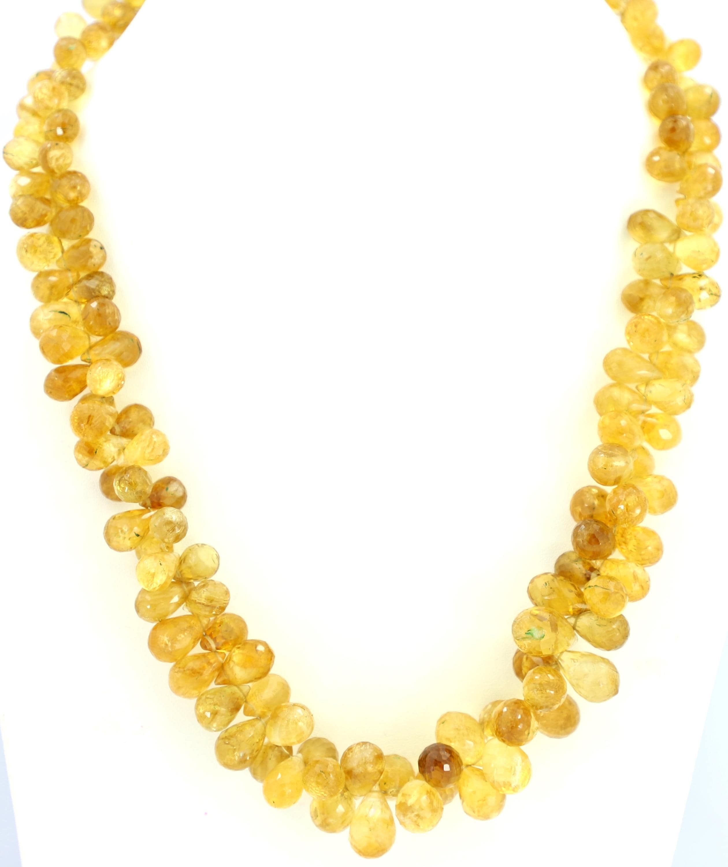 Natural Citrine Faceted Drop Beads Strand, 6-10mm Gemstone Jewelry Making Supply