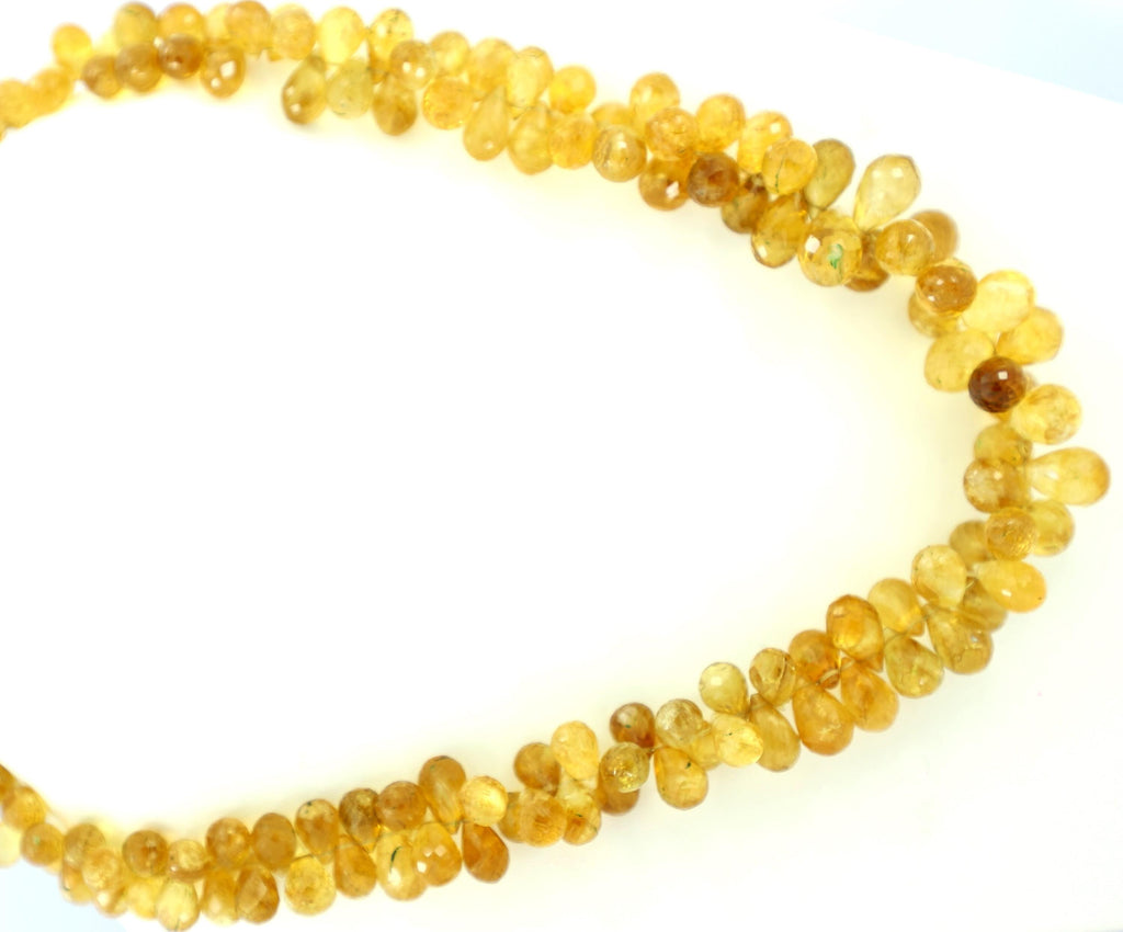 Natural Citrine Faceted Drop Beads Strand, 6-10mm Gemstone Jewelry Making Supply