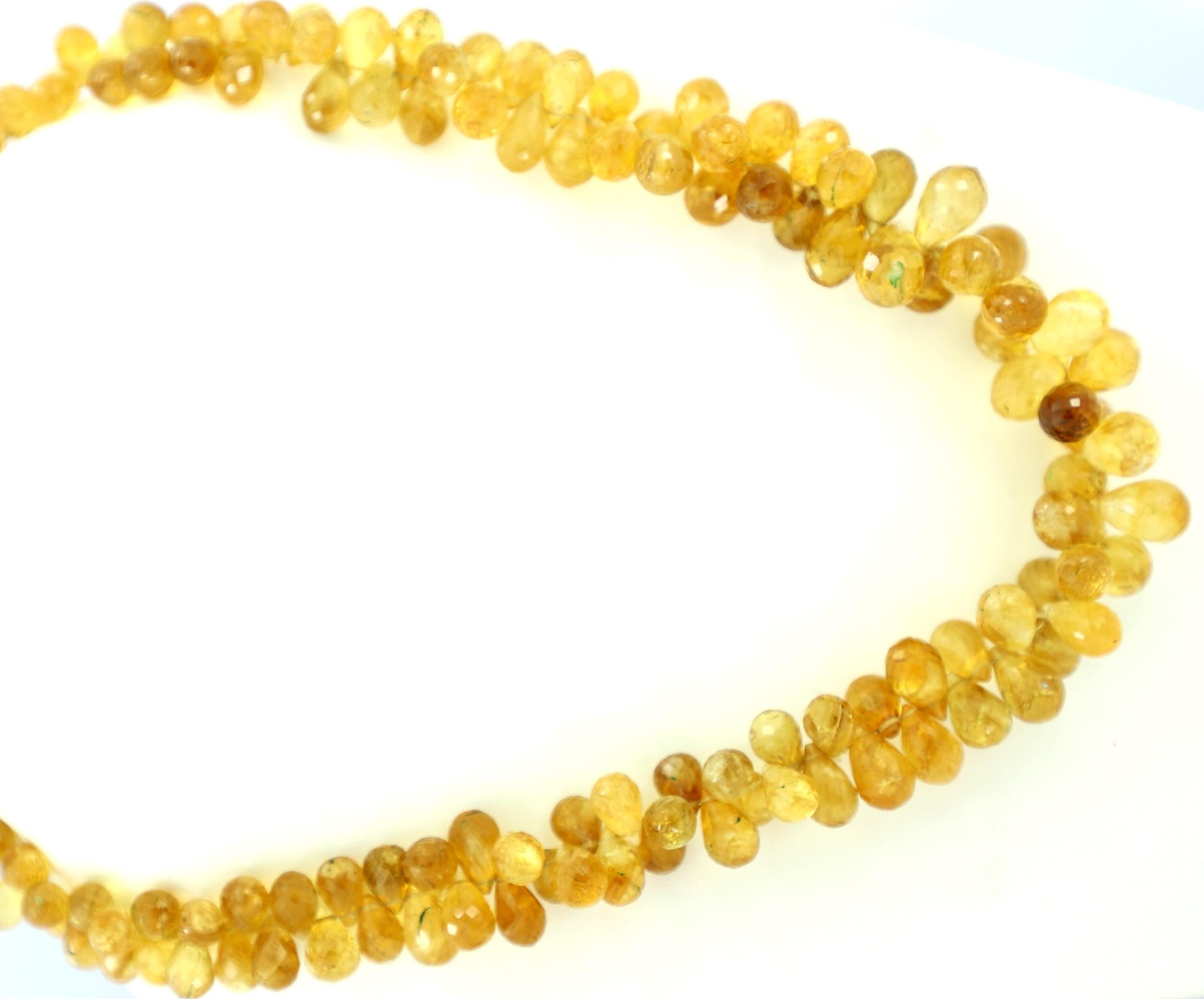 Natural Citrine Faceted Drop Beads Strand, 6-10mm Gemstone Jewelry Making Supply