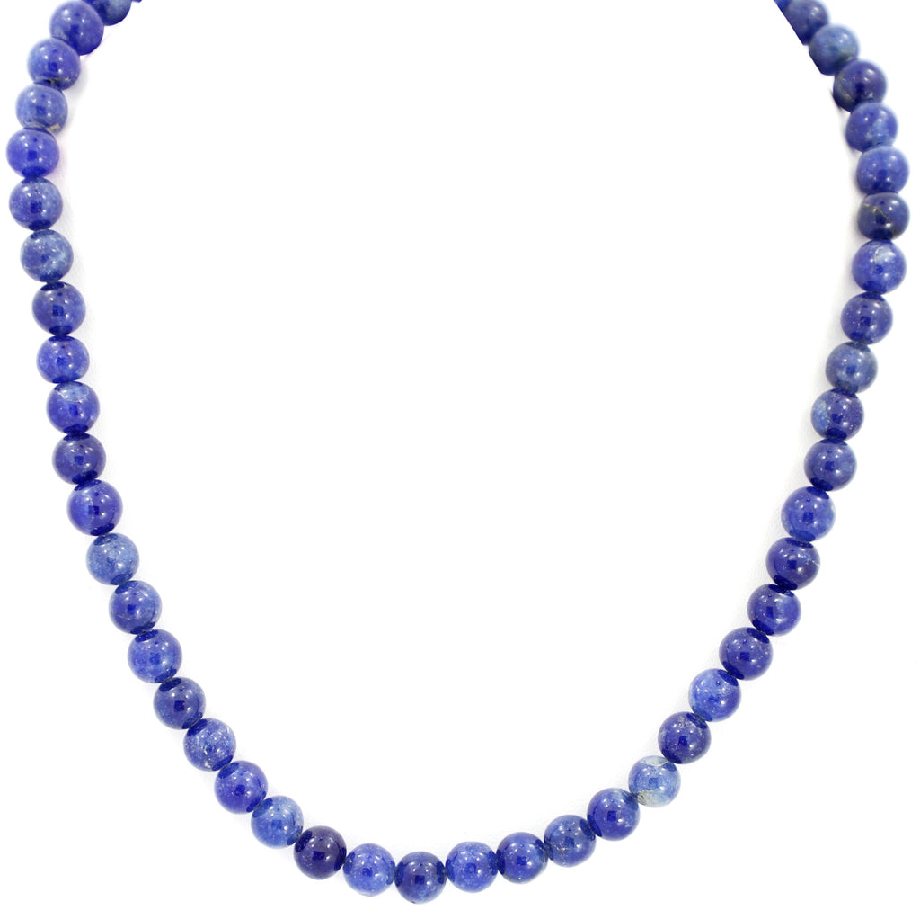 Natural Blue Sapphire Round Beads Strand, 8mm Gemstone Necklace for Jewelry Making