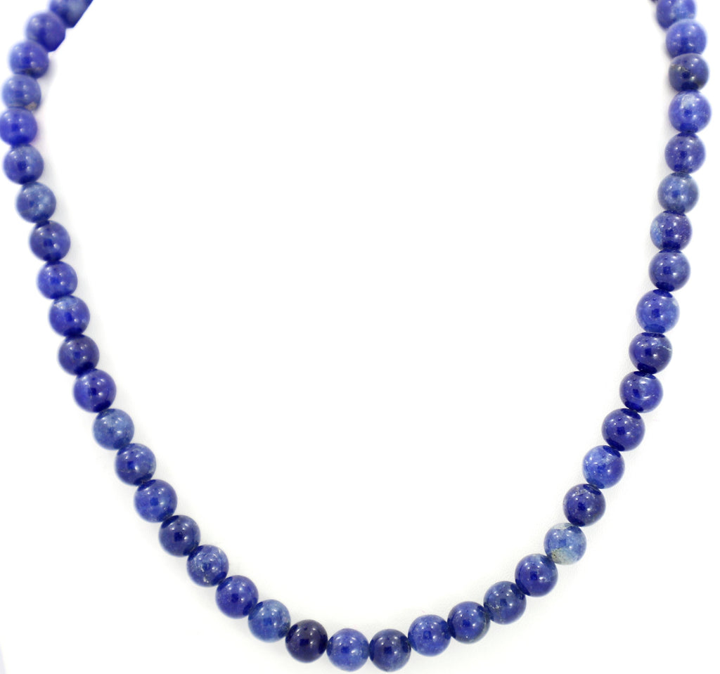 Natural Blue Sapphire Round Beads Strand, 8mm Gemstone Necklace for Jewelry Making