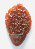 Hand Carved Natural Hessonite Flower Basket Statue, Gemstone Home Decor (123.4 Carat)