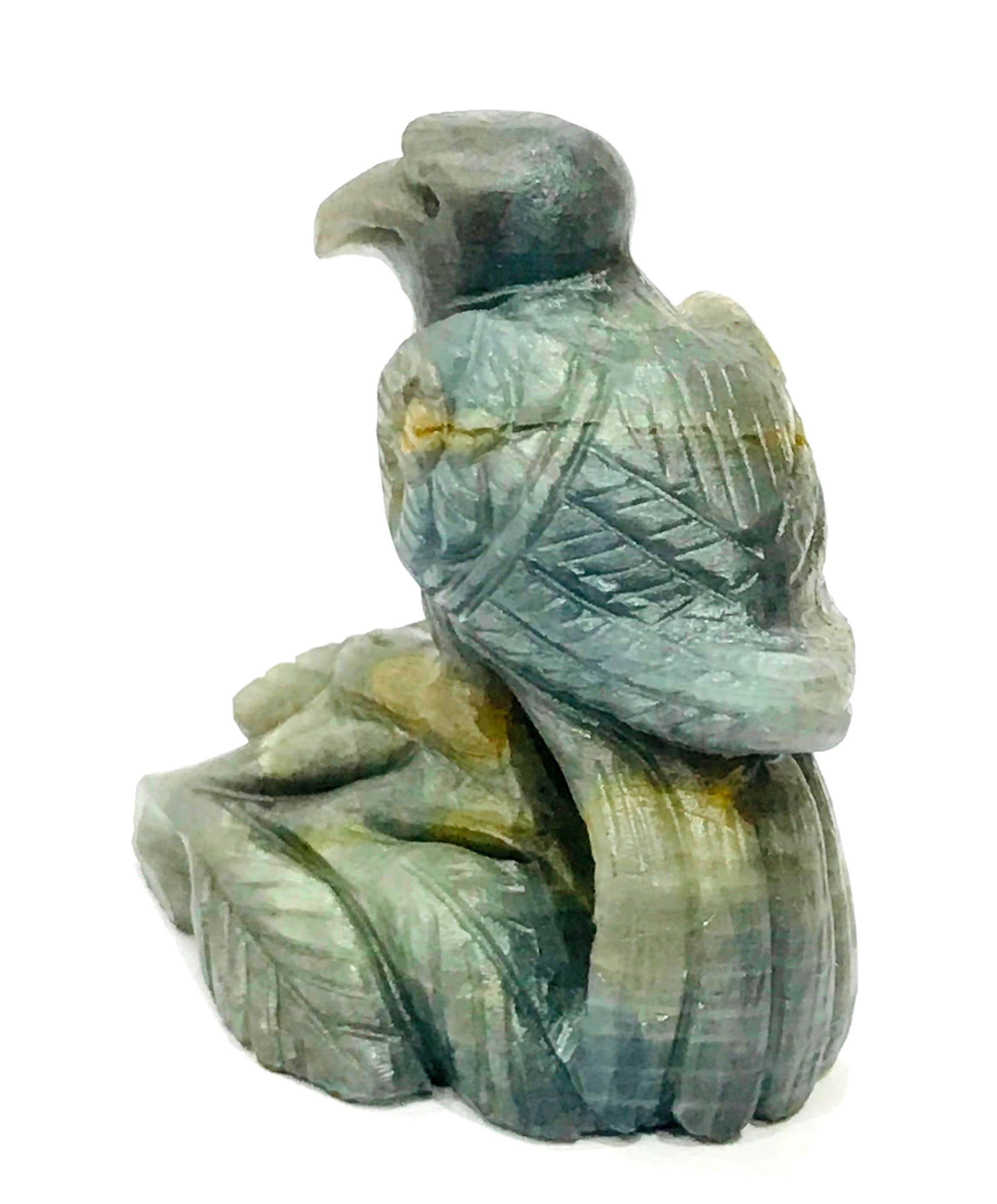 Hand Carved Natural Blue Sapphire Bird Statue, 118.9 Carat Gemstone Animal Home Decor