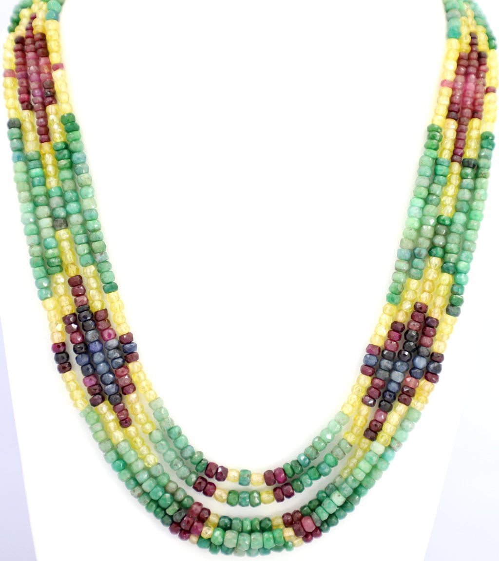 Natural Multi Precious Gemstone Beads Strand, 488.7 Carat, 3mm-5mm Jewelry Making Supply