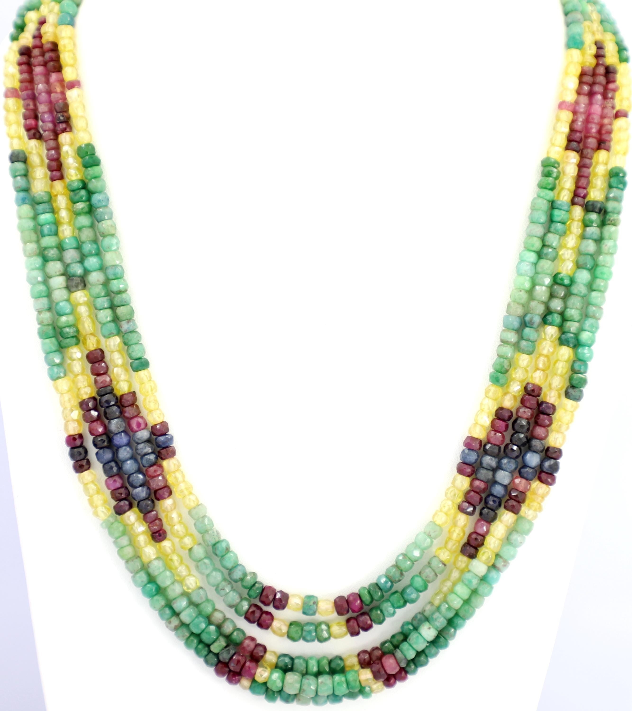 Natural Multi Precious Gemstone Beads Strand, 488.7 Carat, 3mm-5mm Jewelry Making Supply