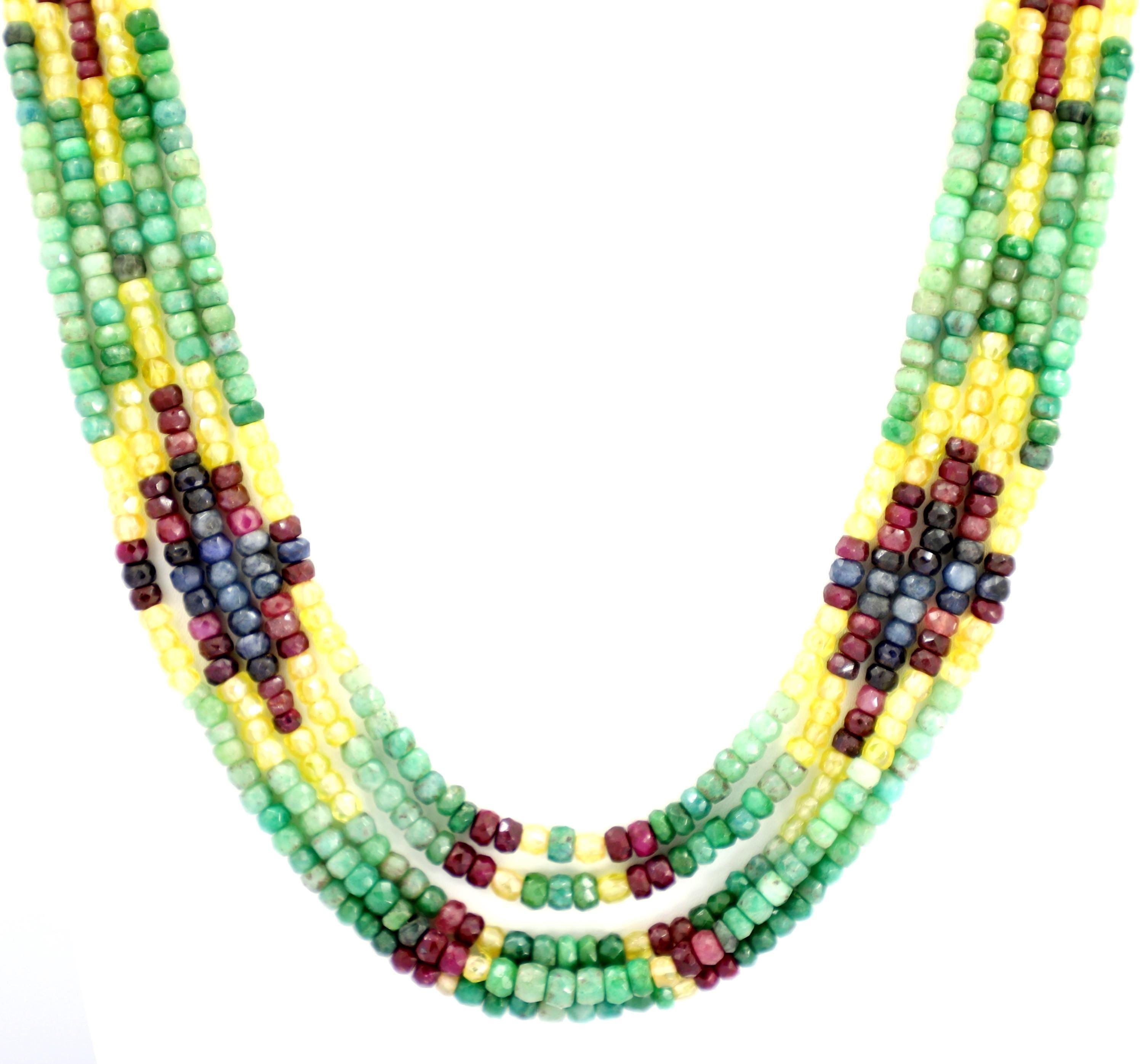 Natural Multi Precious Gemstone Beads Strand, 488.7 Carat, 3mm-5mm Jewelry Making Supply