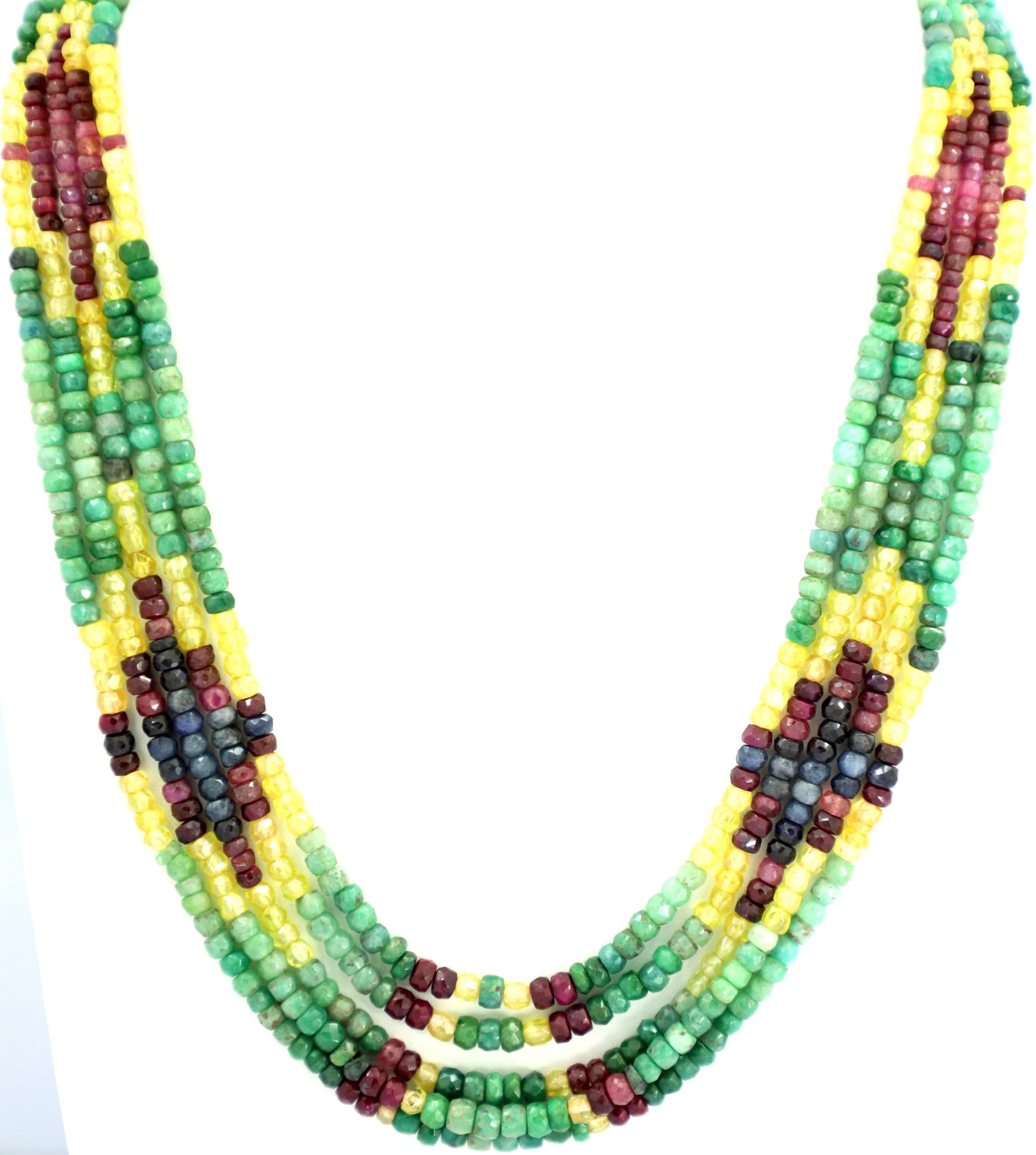 Natural Multi Precious Gemstone Beads Strand, 488.7 Carat, 3mm-5mm Jewelry Making Supply