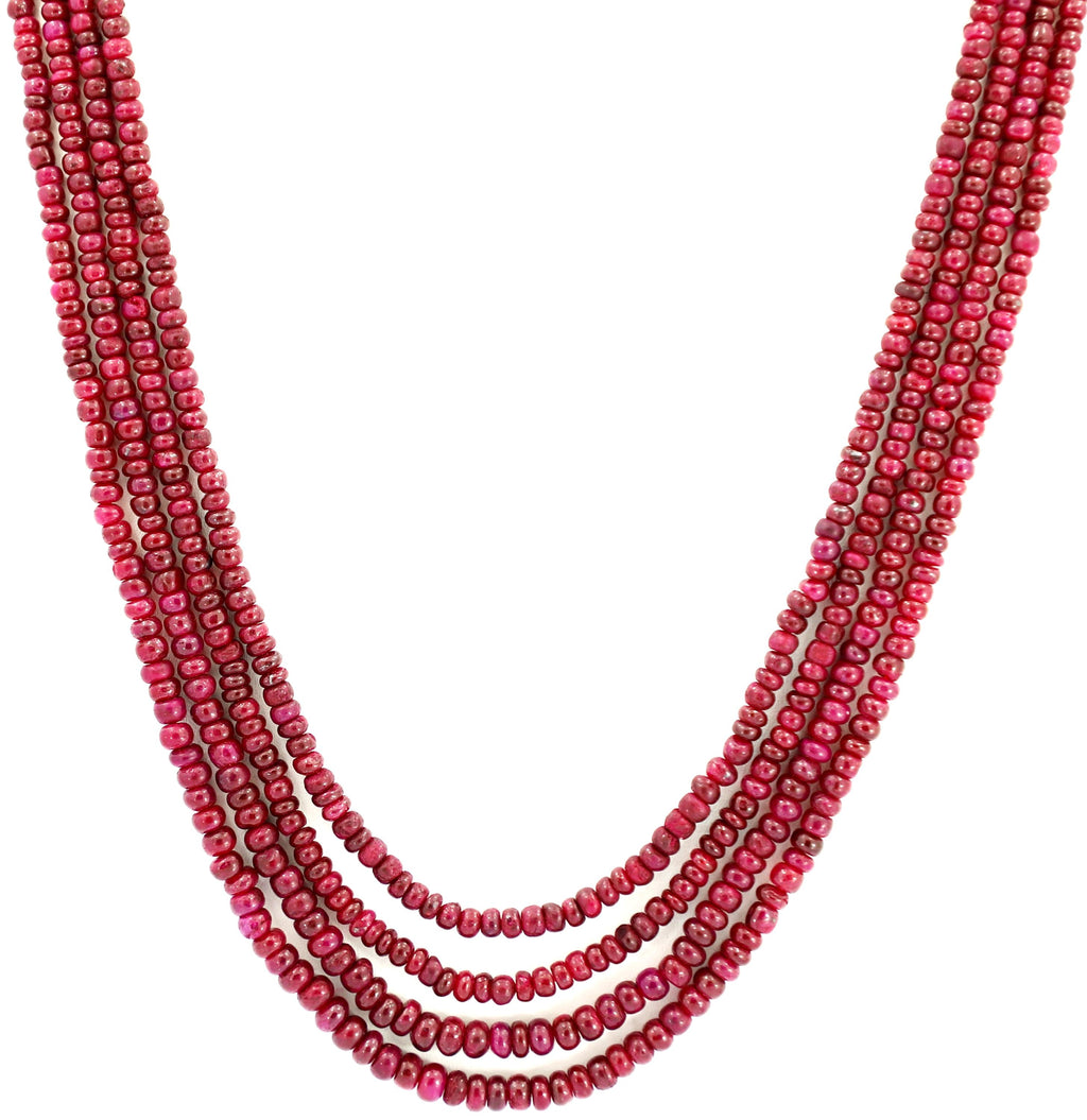 Natural Ruby Round Beads Strand, 3mm-5mm, 332 Carat Gemstone Necklace