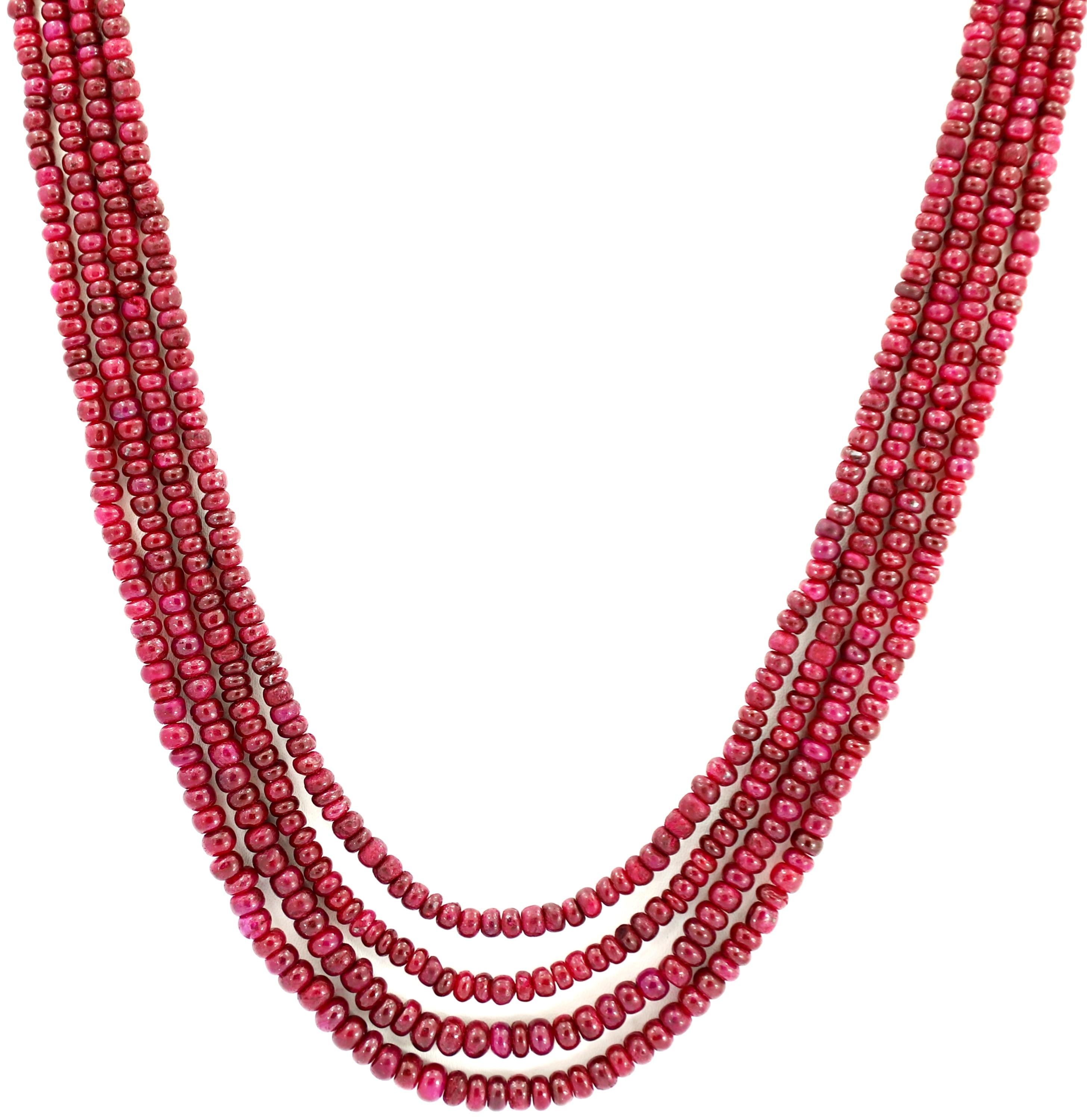 Natural Ruby Round Beads Strand, 3mm-5mm, 332 Carat Gemstone Necklace