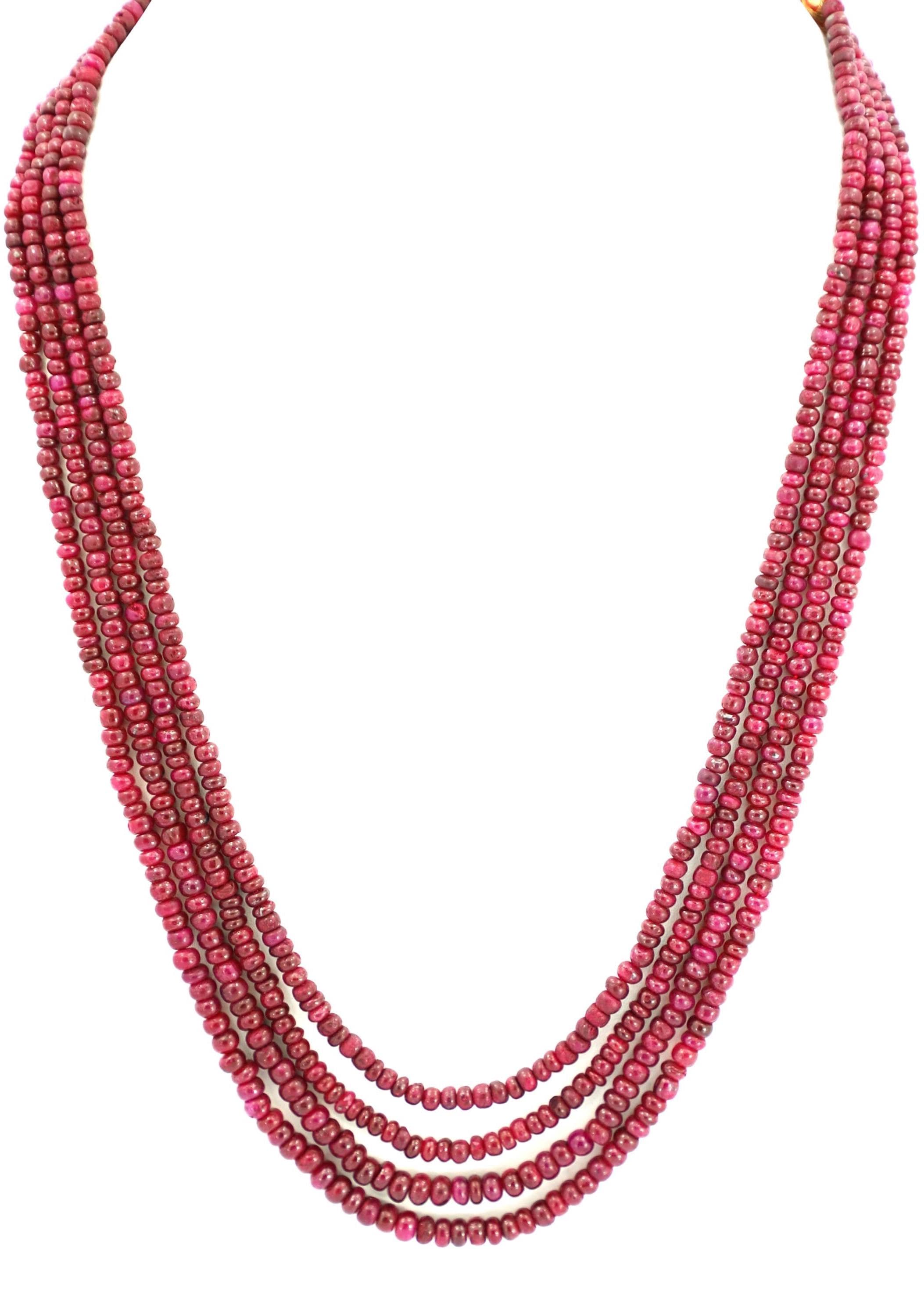 Natural Ruby Round Beads Strand, 3mm-5mm, 332 Carat Gemstone Necklace