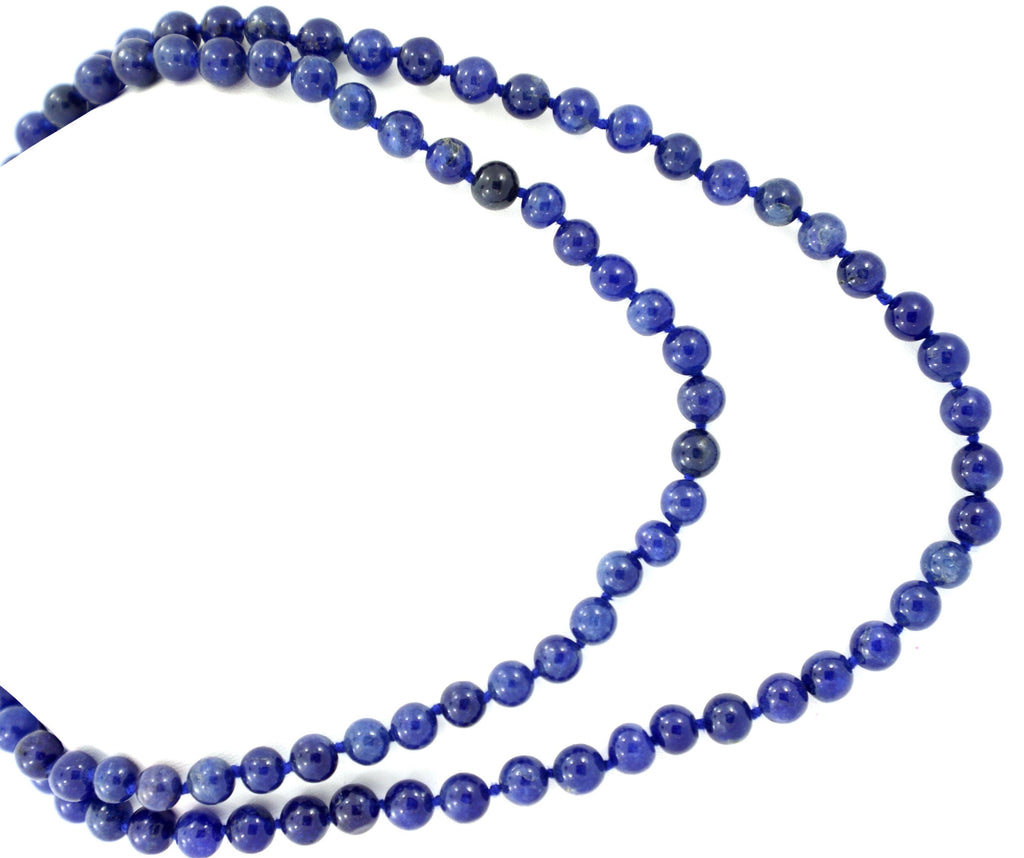 Natural Blue Sapphire Round Beads, Extra Long Strand, 8mm Gemstone Necklace